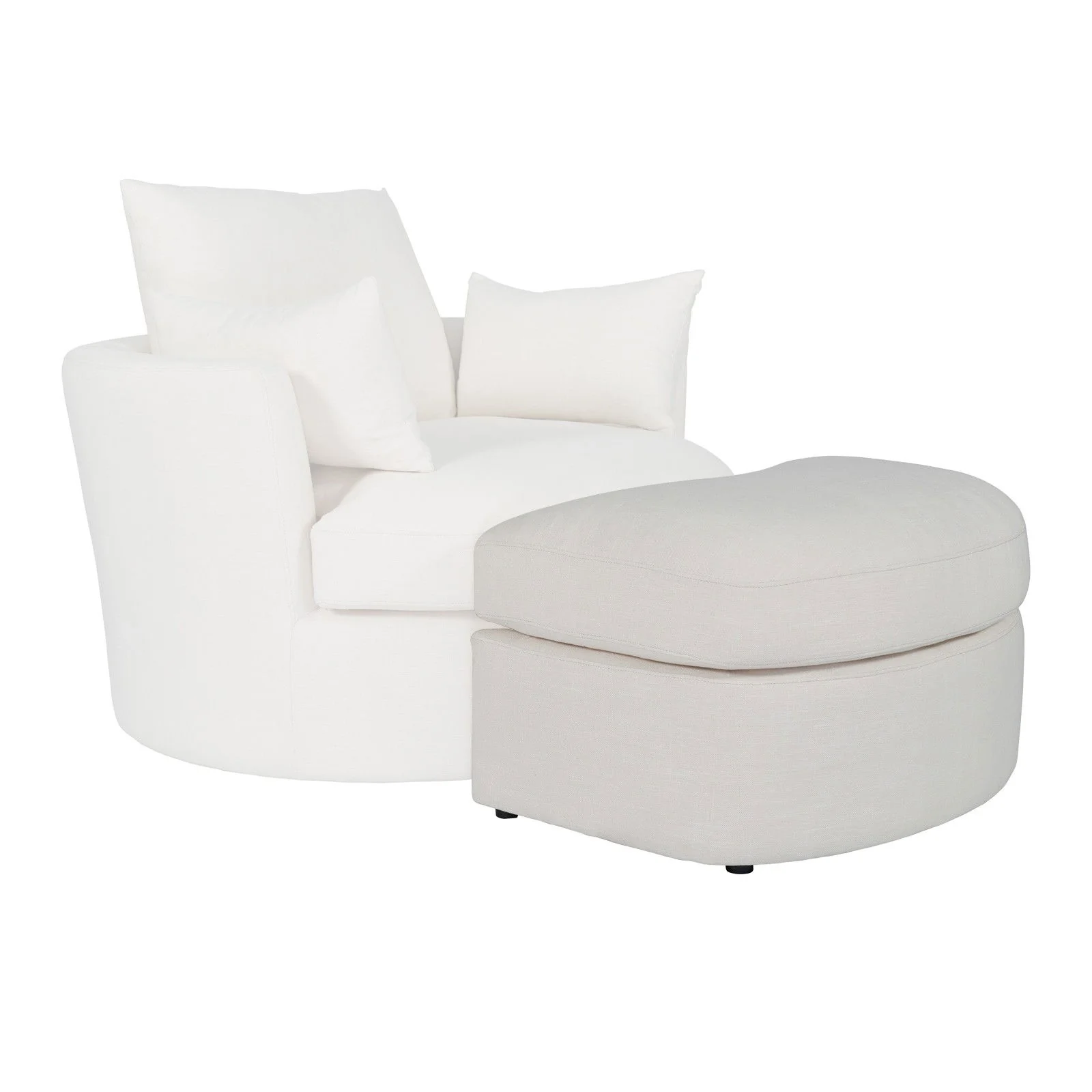 Contemporary Modern Austin Linen Foot Stool Ottoman - Image 11