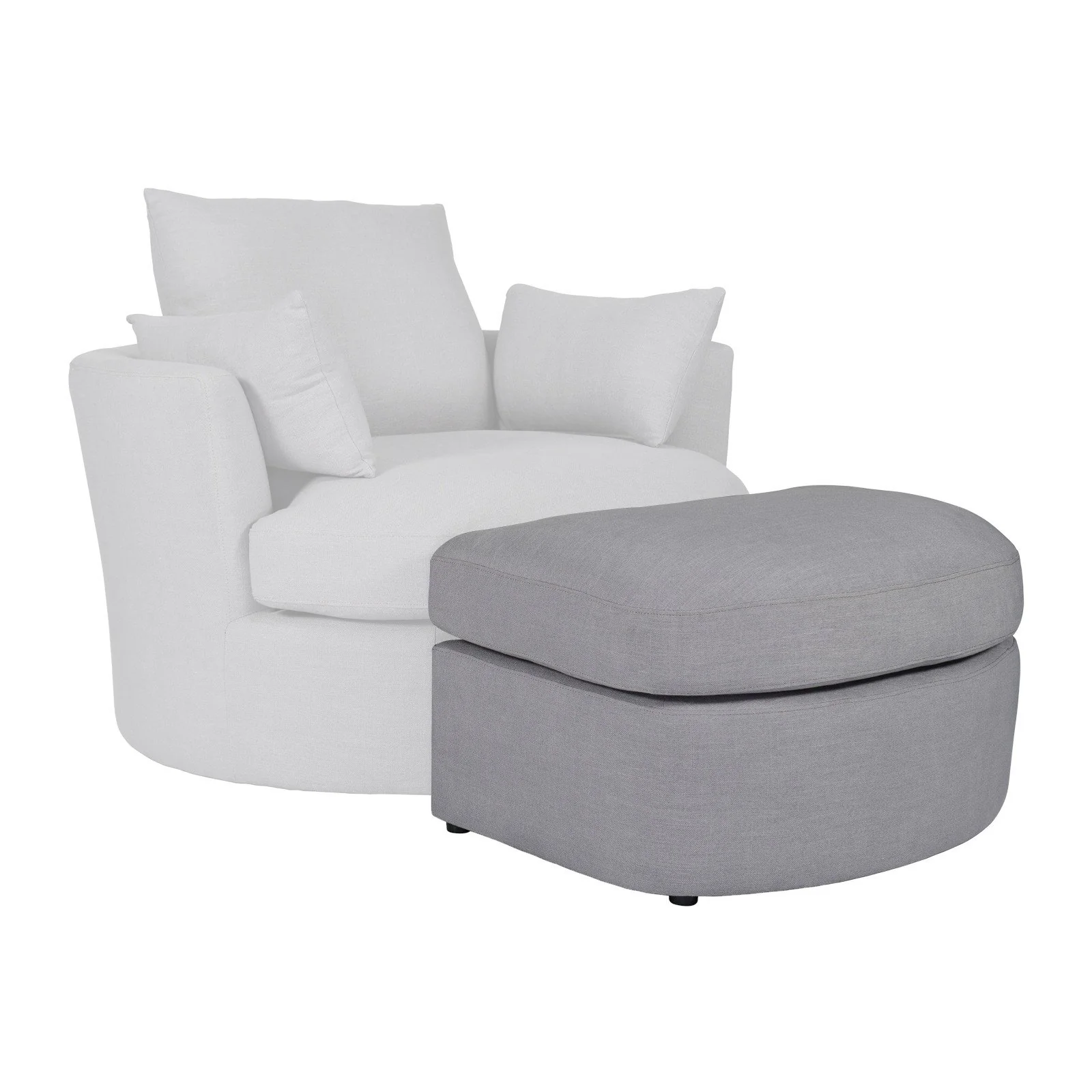 Contemporary Modern Austin Linen Foot Stool Ottoman - Image 14