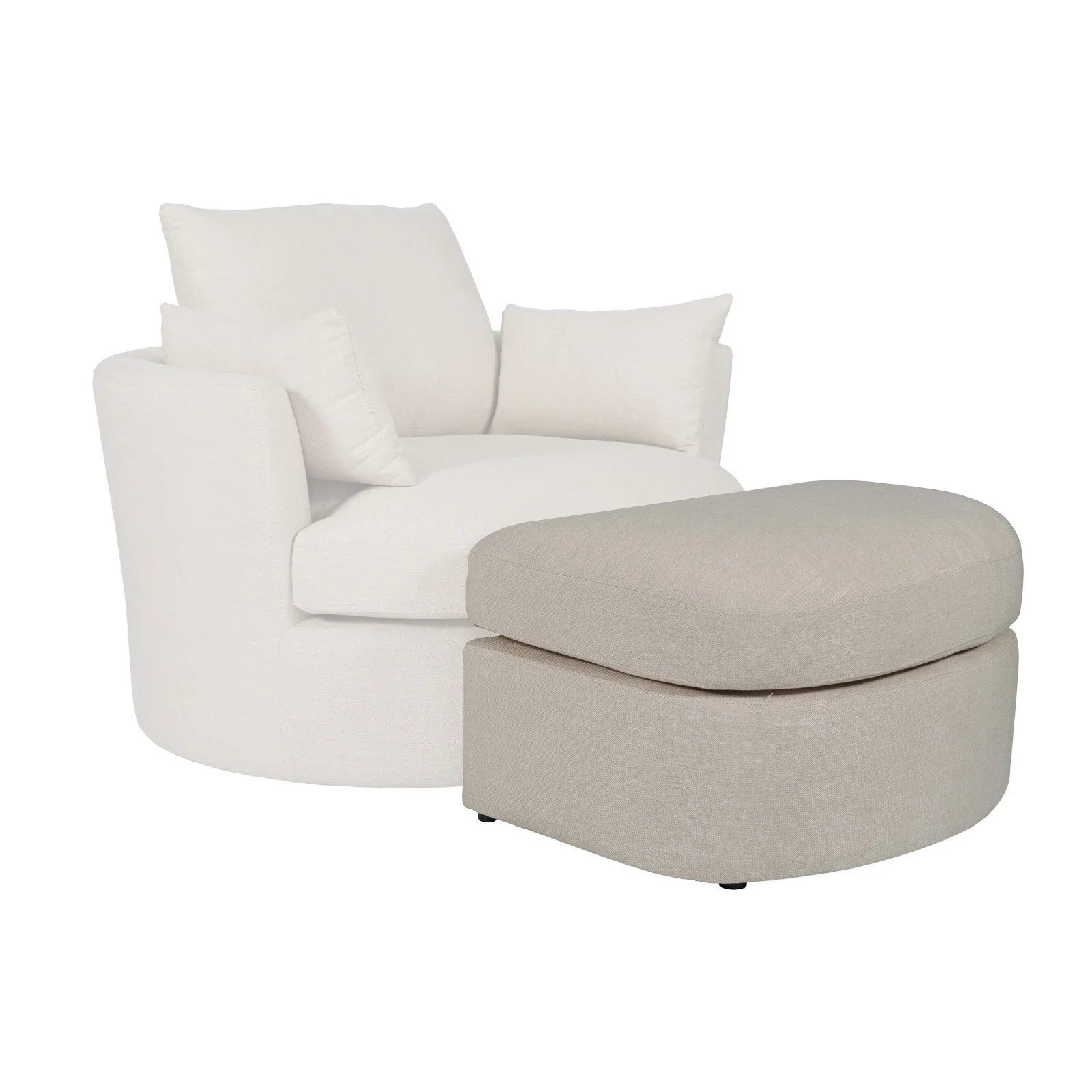Contemporary Modern Austin Linen Foot Stool Ottoman - Image 4