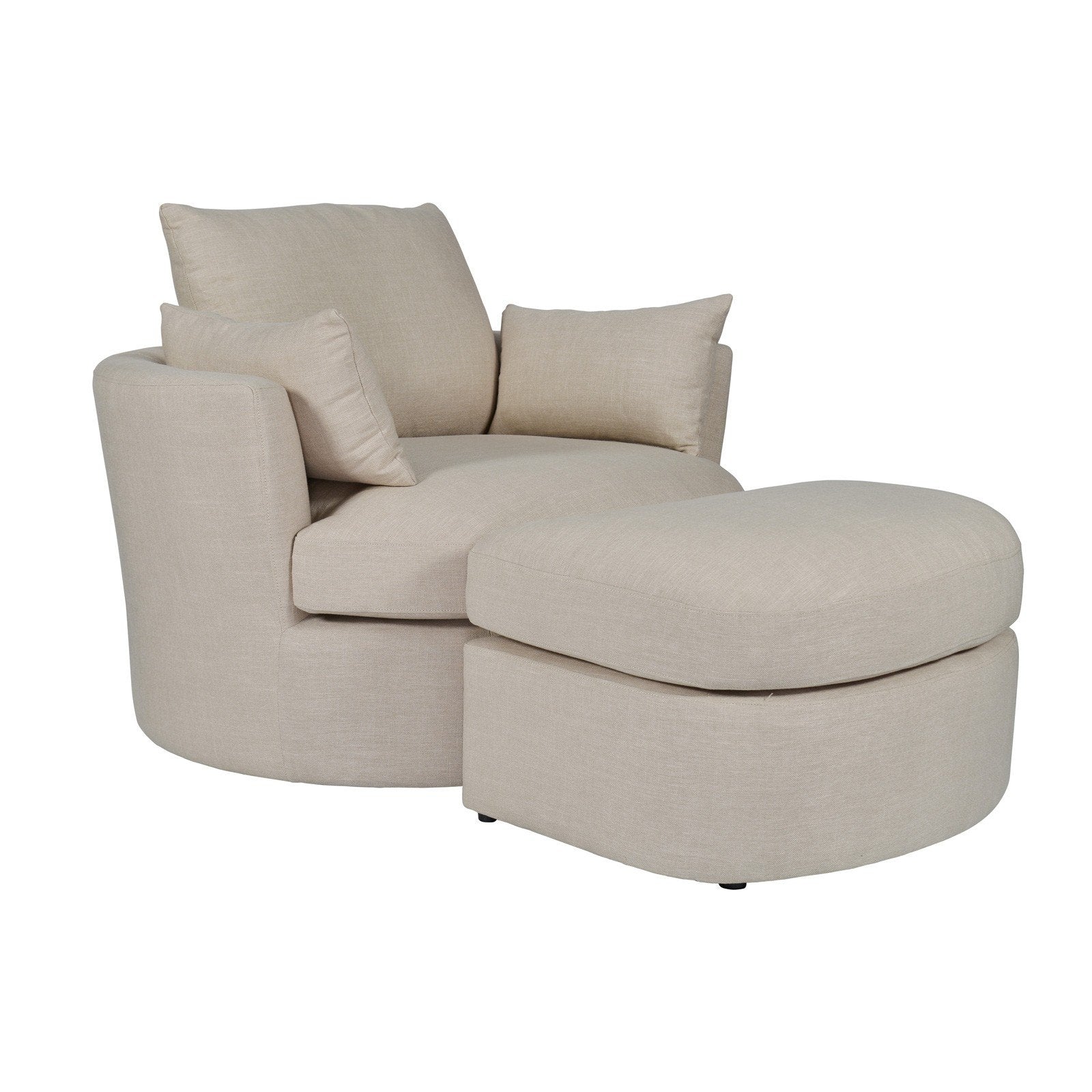 Contemporary Modern Austin Swivel Linen Snuggle Armchair - Image 13