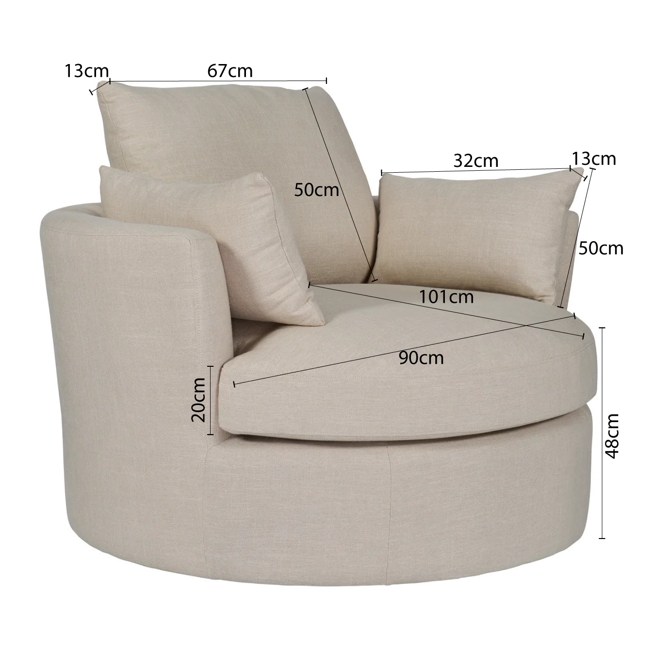 Contemporary Modern Austin Swivel Linen Snuggle Armchair - Image 14