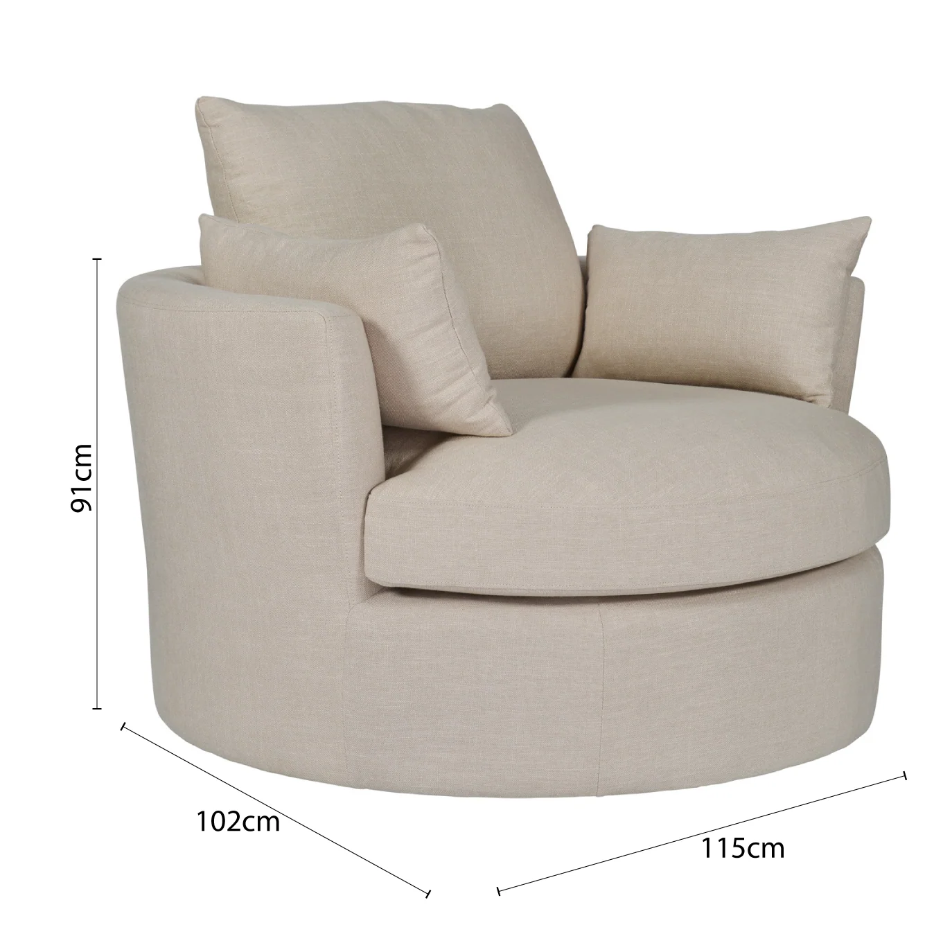Contemporary Modern Austin Swivel Linen Snuggle Armchair - Image 15