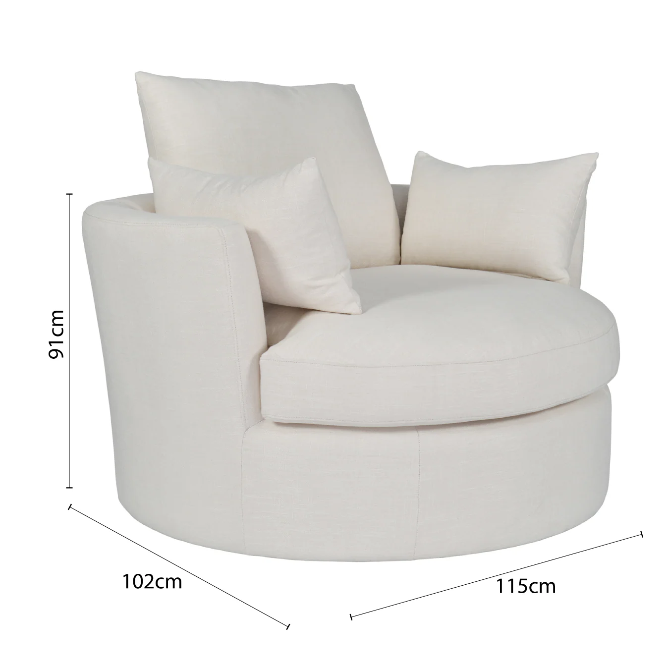 Contemporary Modern Austin Swivel Linen Snuggle Armchair - Image 24