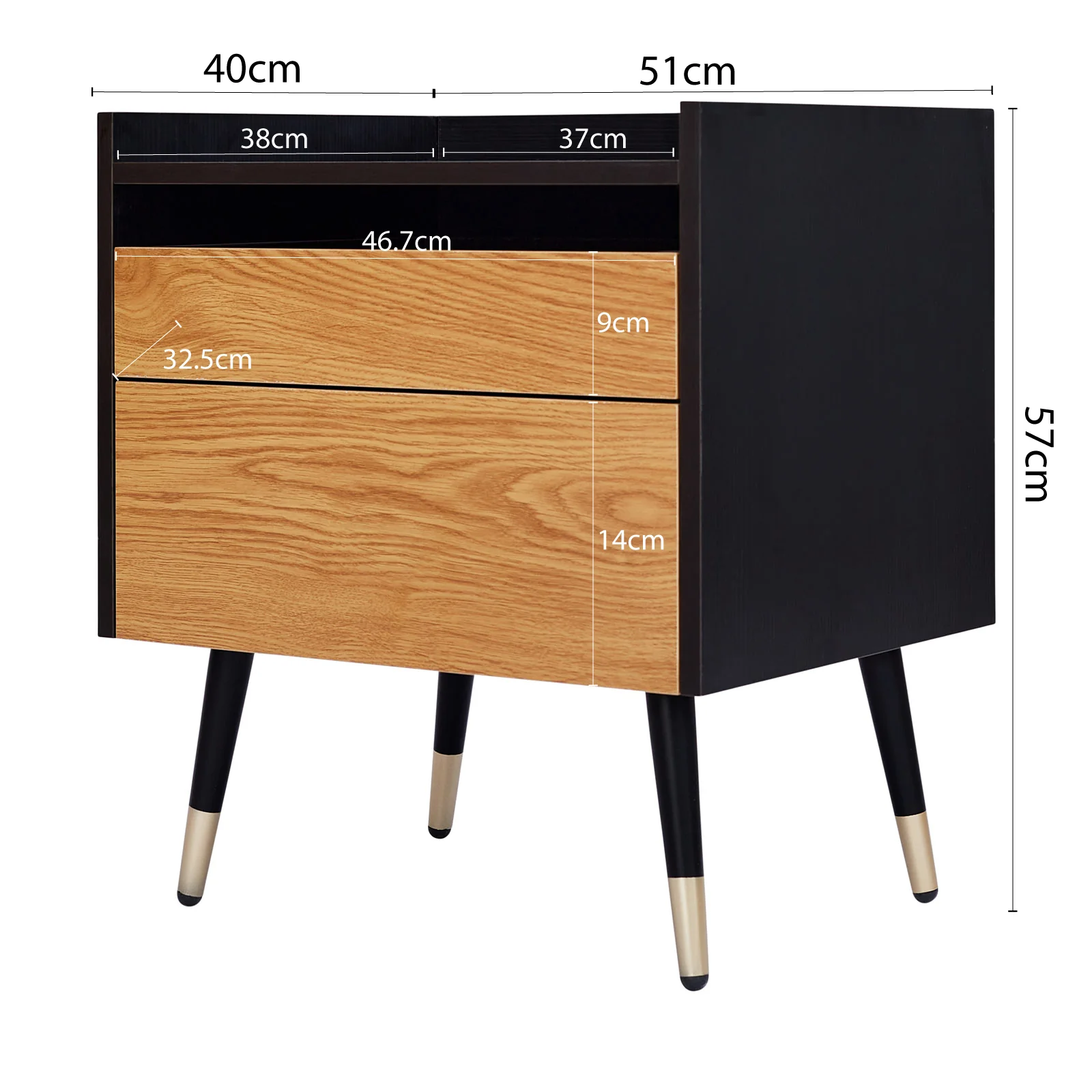 Contemporary Modern Harper 2 Drawer Bedside Table - Image 12