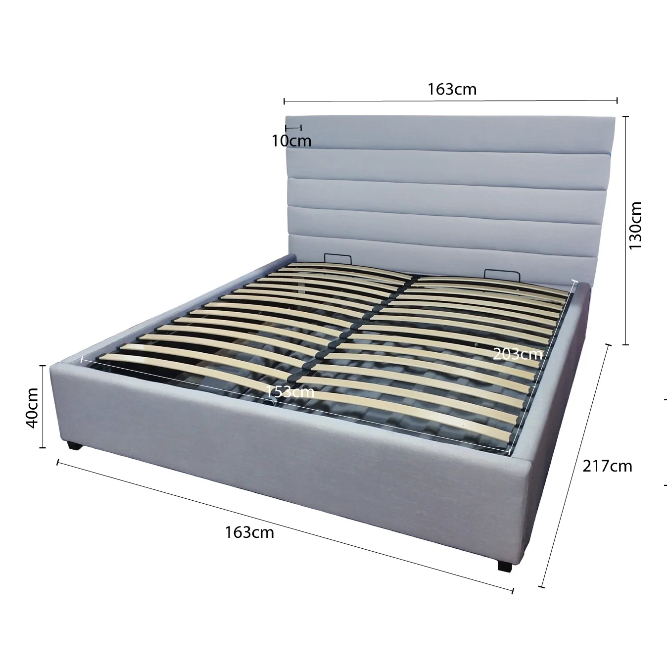 Contemporary Modern Heather Gas Lift Storage Queen Bed Frame - Image 6