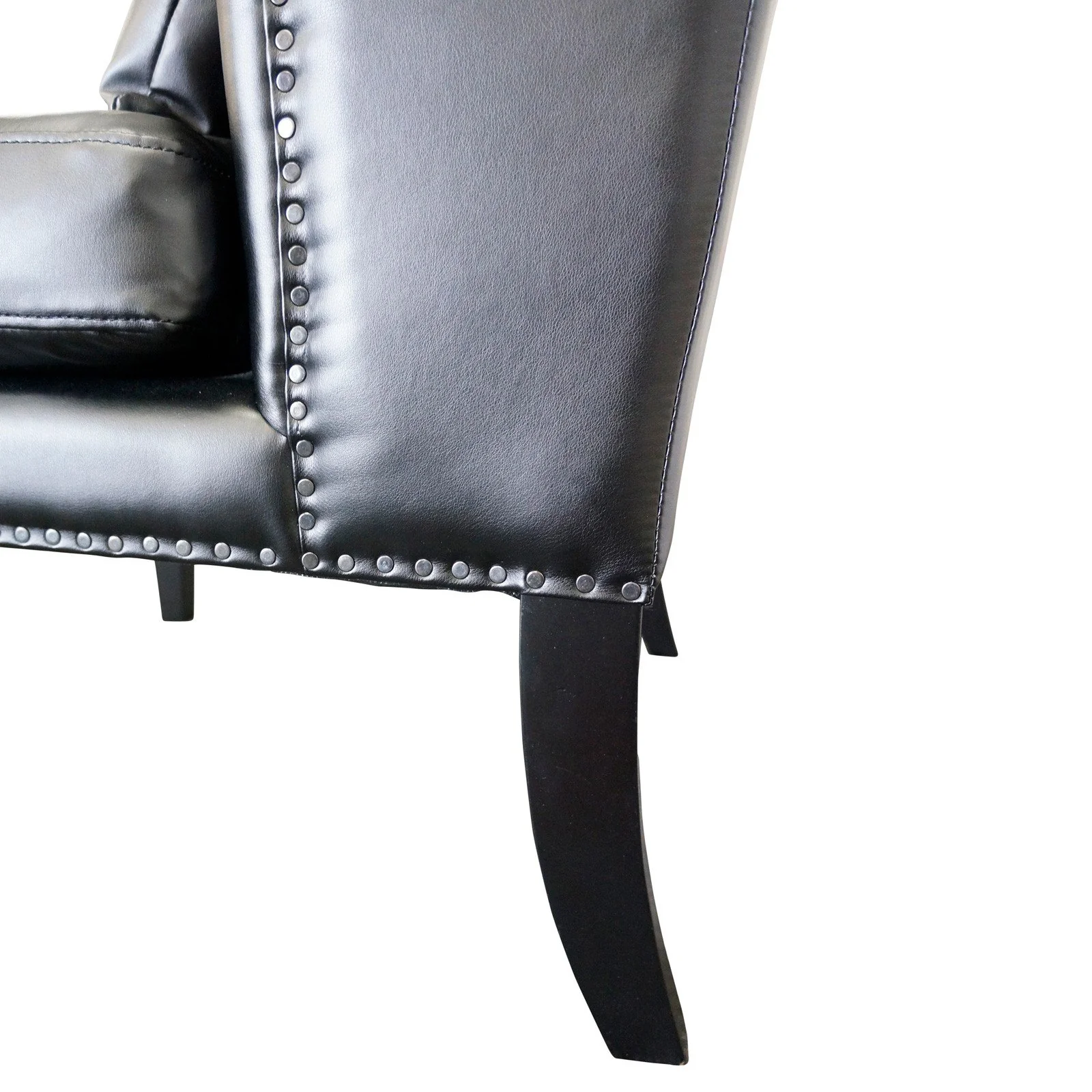 Contemporary Modern Iago Studded Upholstered Wingback Lounge Chair - Image 29