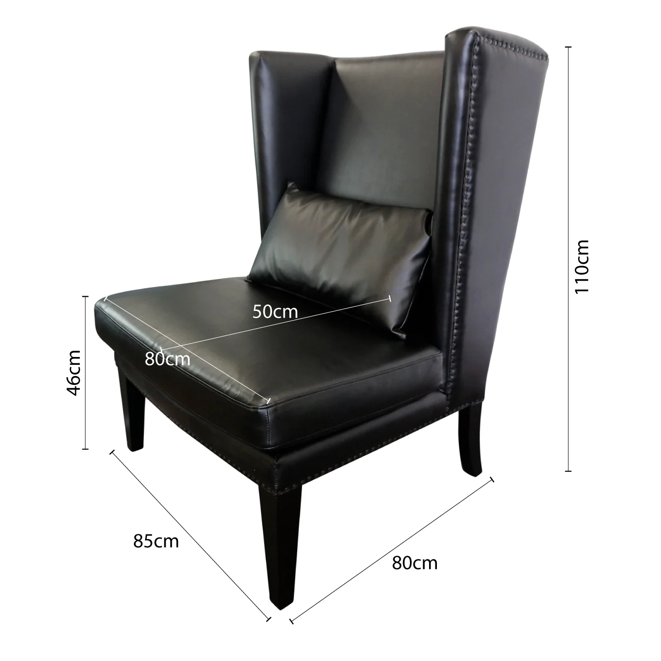 Contemporary Modern Iago Studded Upholstered Wingback Lounge Chair - Image 30