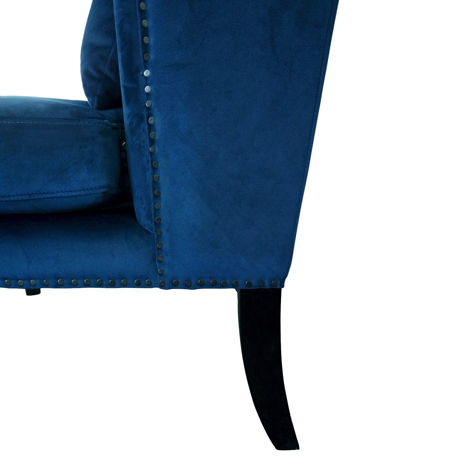 Contemporary Modern Iago Studded Upholstered Wingback Lounge Chair - Image 7