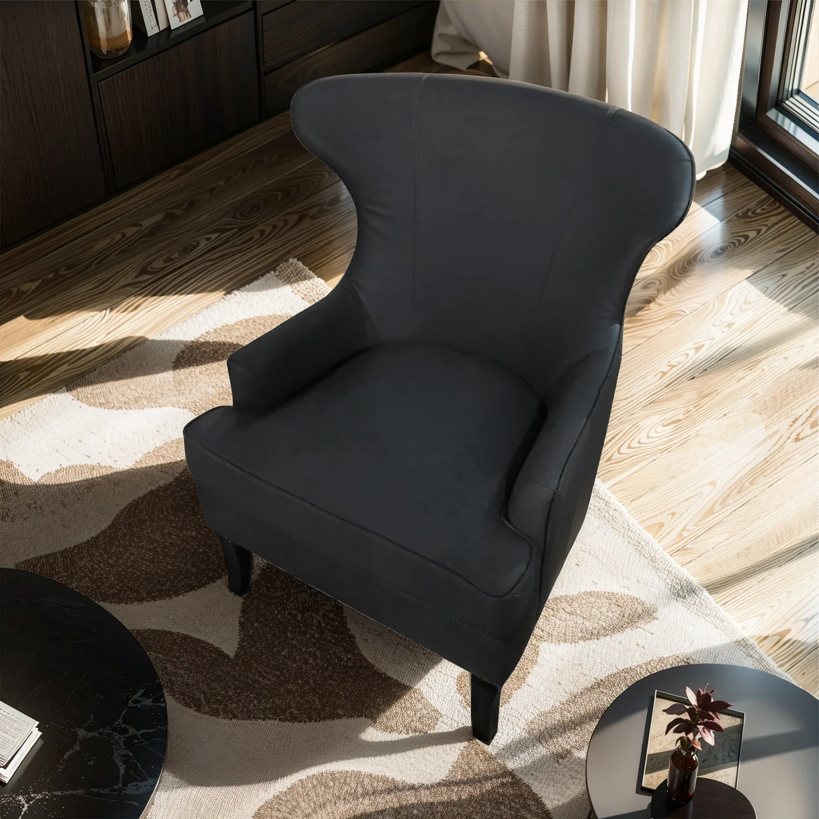 Contemporary Modern Lexter Upholstered Wingback Lounge Armchair Sofa - Image 23