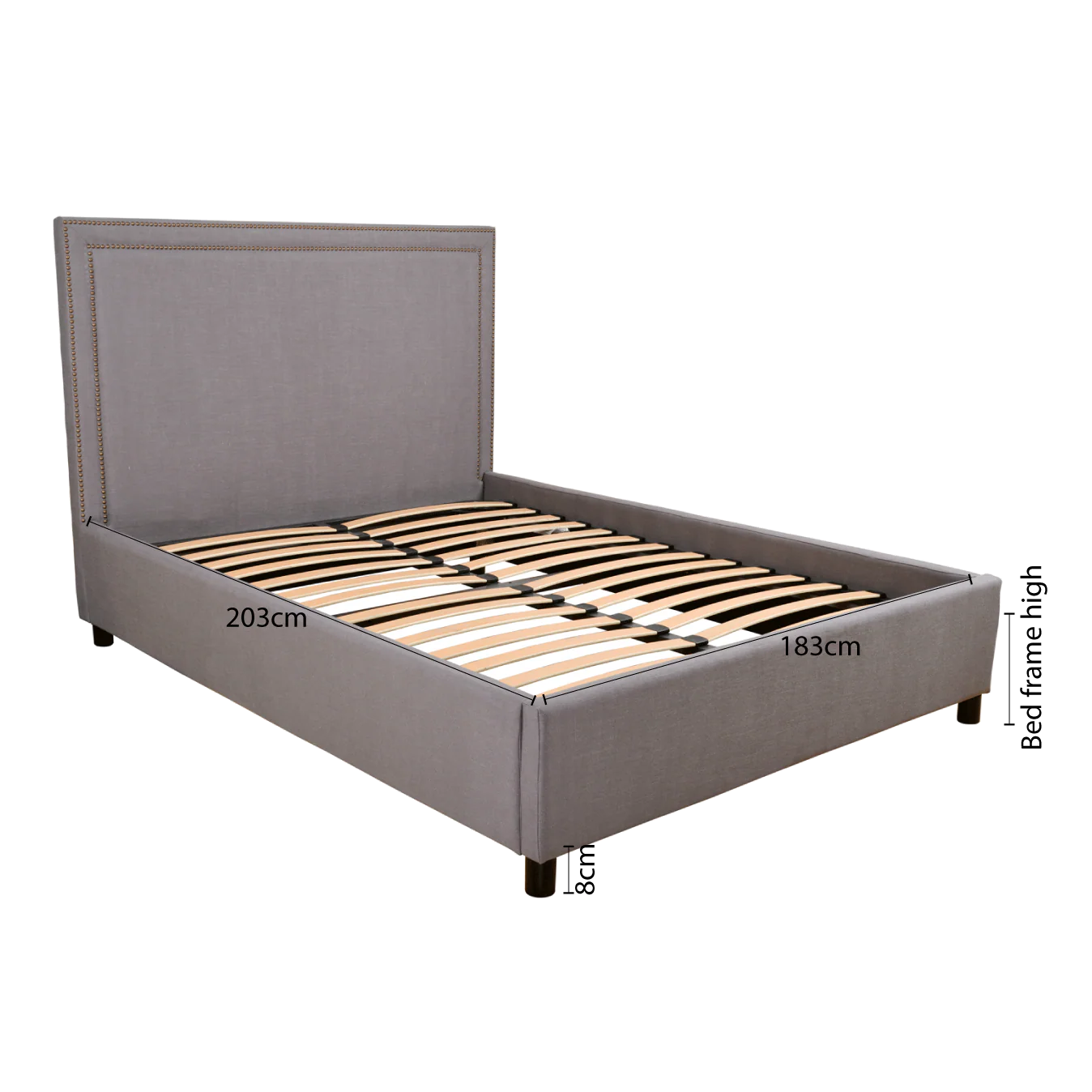 Contemporary Modern Maddy Upholstered Studded Square King Bed Frame - Image 15