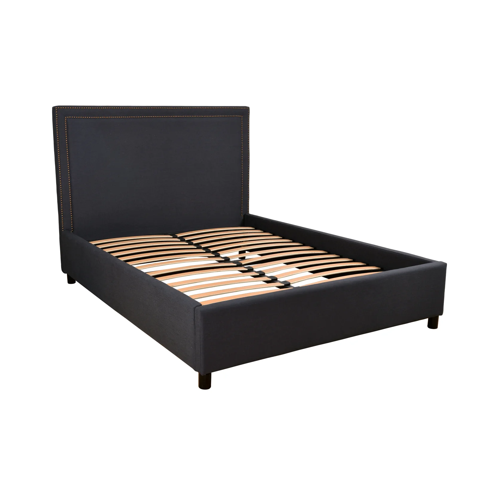 Contemporary Modern Maddy Upholstered Studded Square King Bed Frame - Image 3