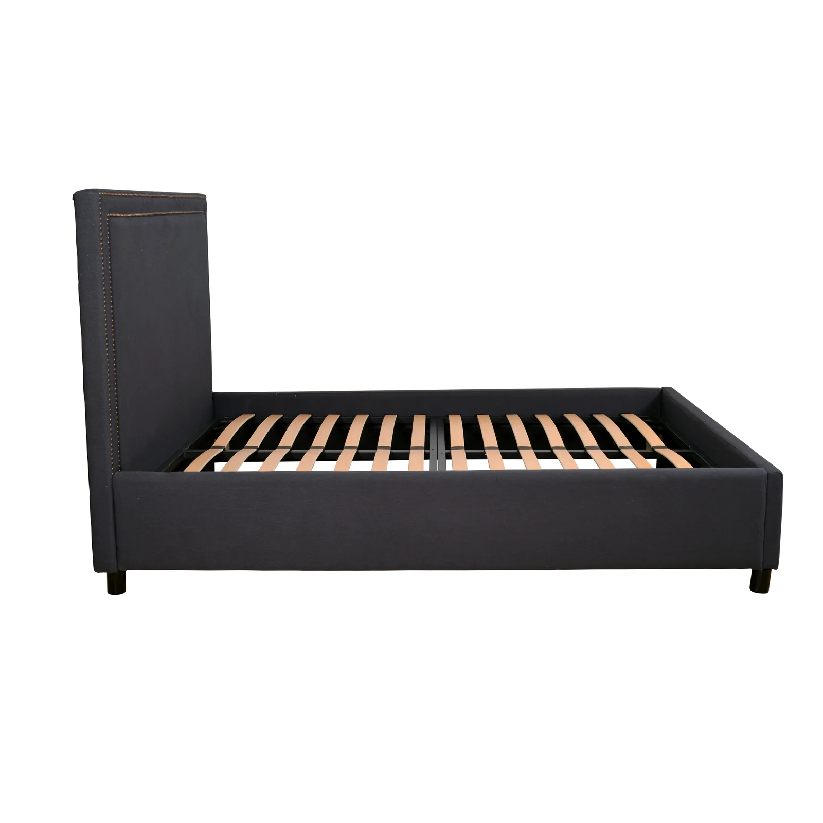 Contemporary Modern Maddy Upholstered Studded Square King Bed Frame - Image 4
