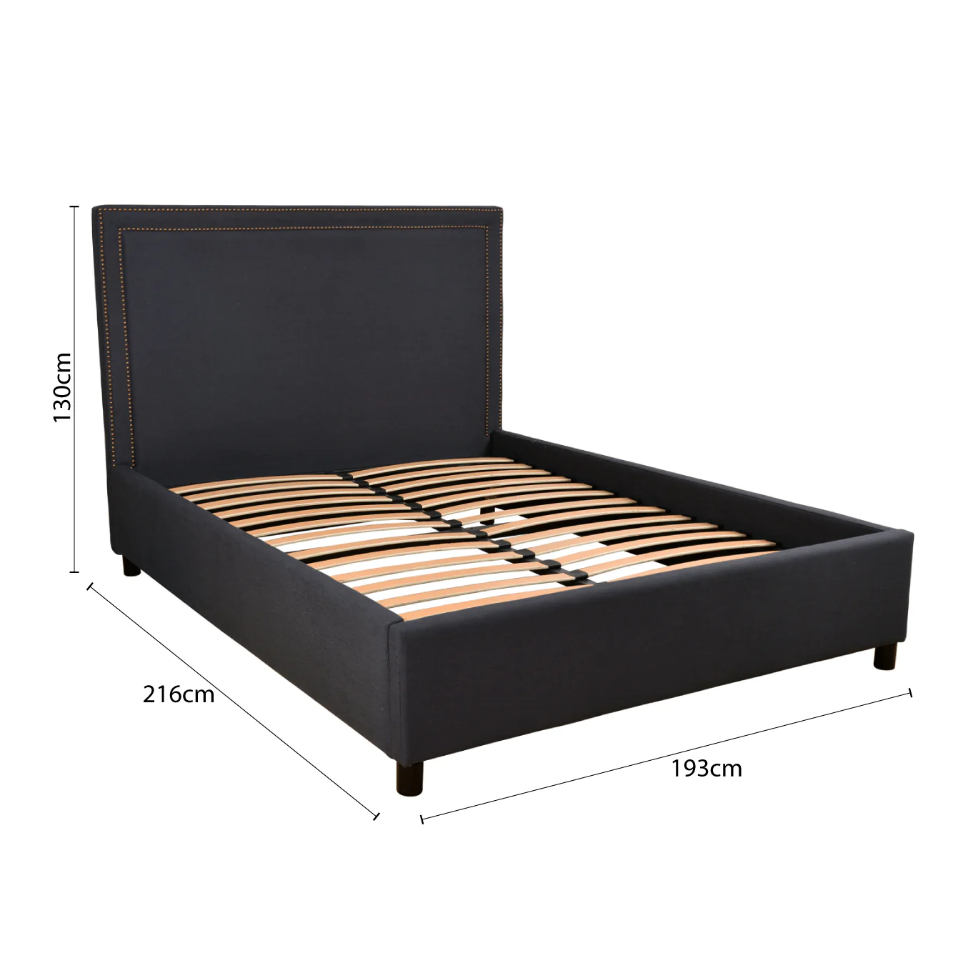 Contemporary Modern Maddy Upholstered Studded Square King Bed Frame - Image 7