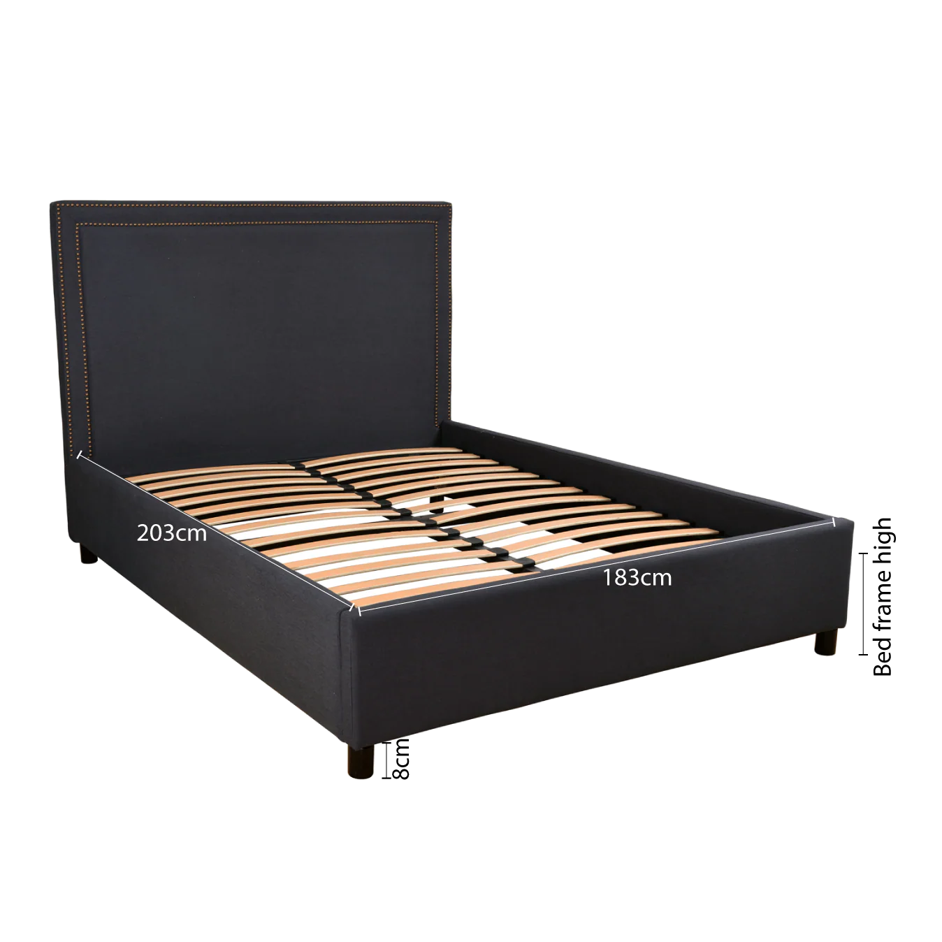 Contemporary Modern Maddy Upholstered Studded Square King Bed Frame - Image 8