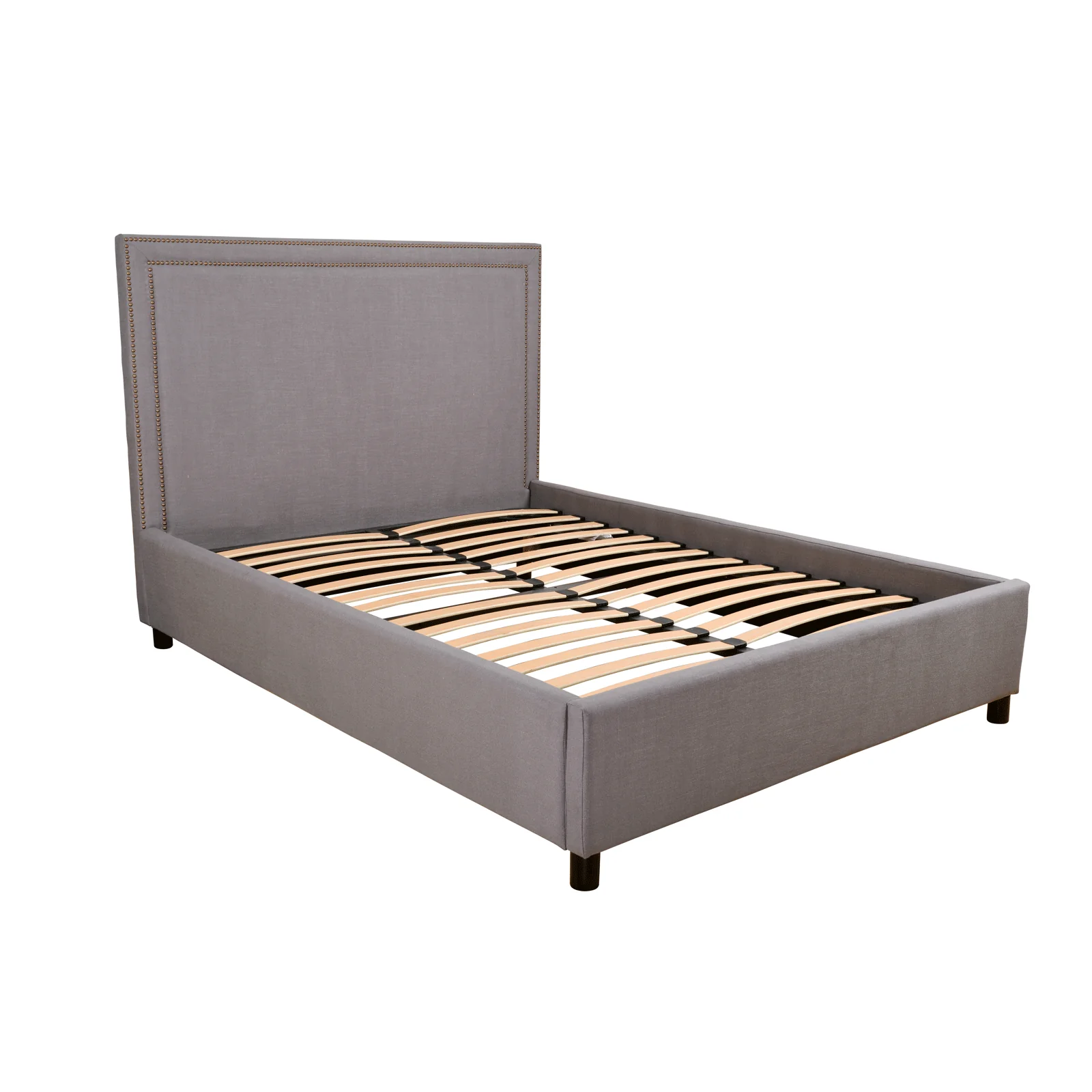 Contemporary Modern Maddy Upholstered Studded Square Queen Bed Frame - Image 10