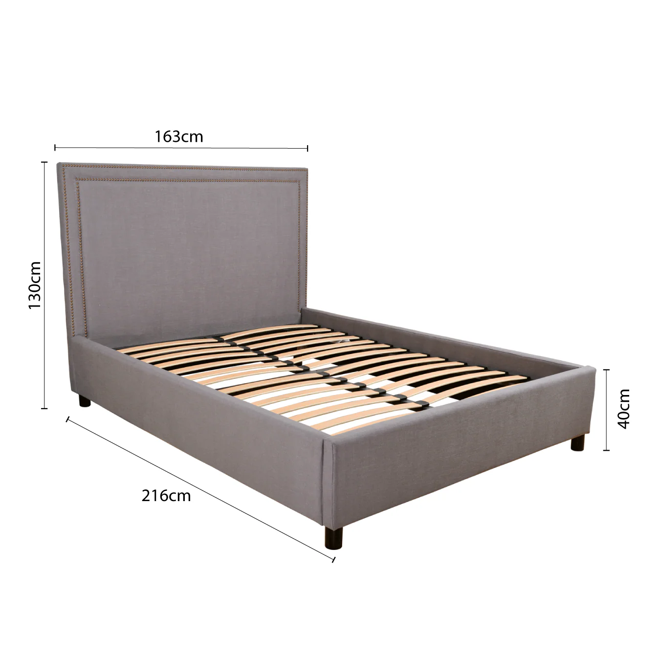 Contemporary Modern Maddy Upholstered Studded Square Queen Bed Frame - Image 14