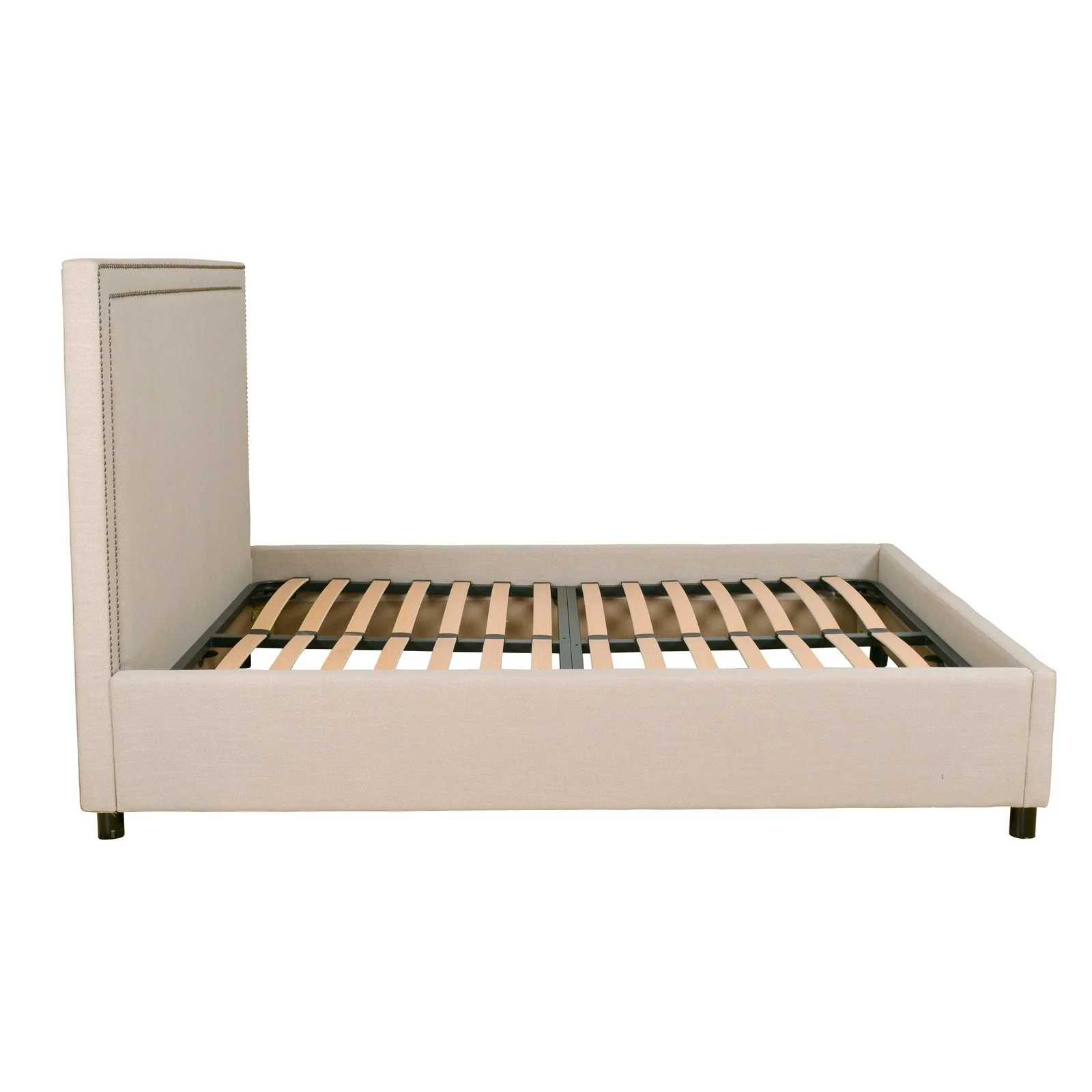 Contemporary Modern Maddy Upholstered Studded Square Queen Bed Frame - Image 3