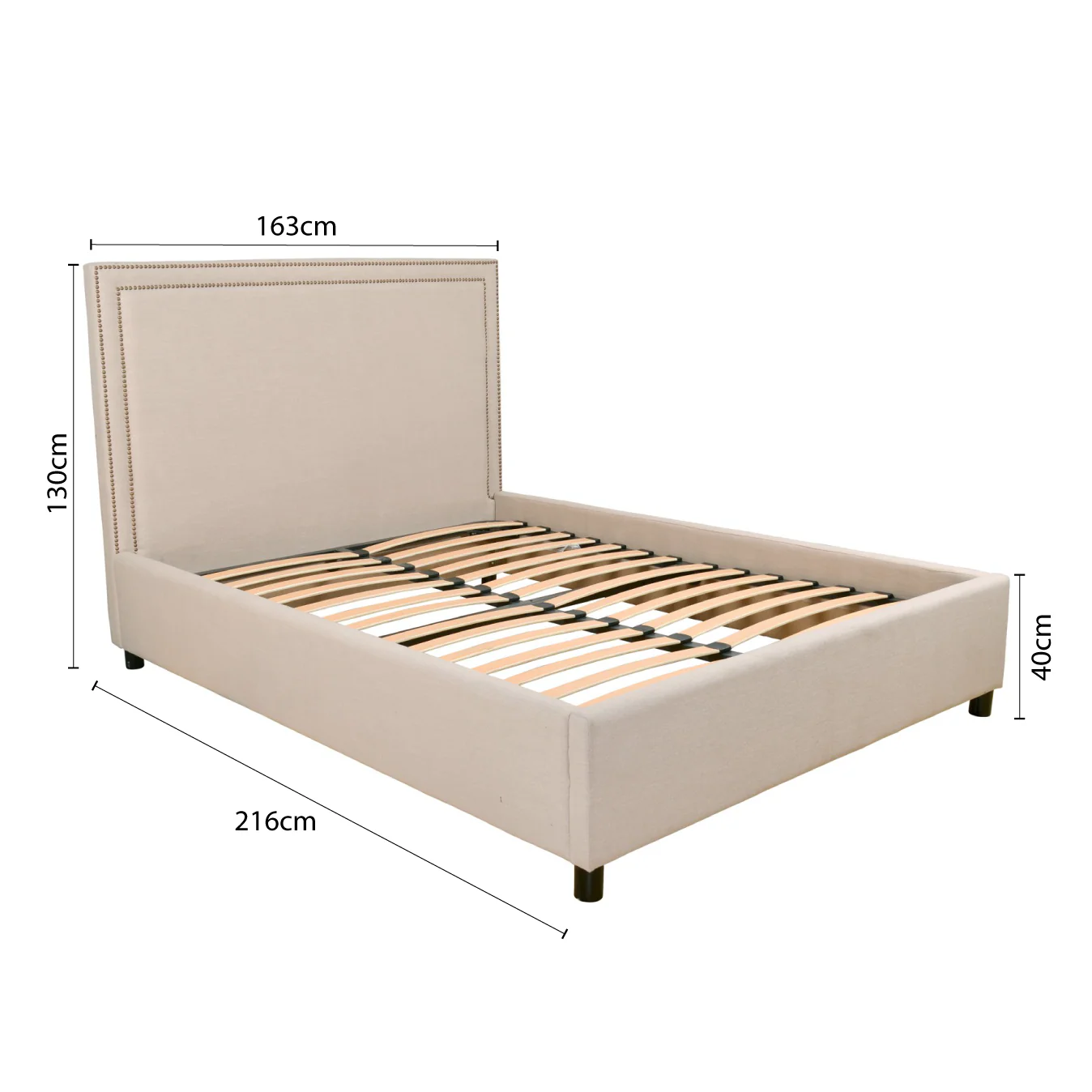 Contemporary Modern Maddy Upholstered Studded Square Queen Bed Frame - Image 6