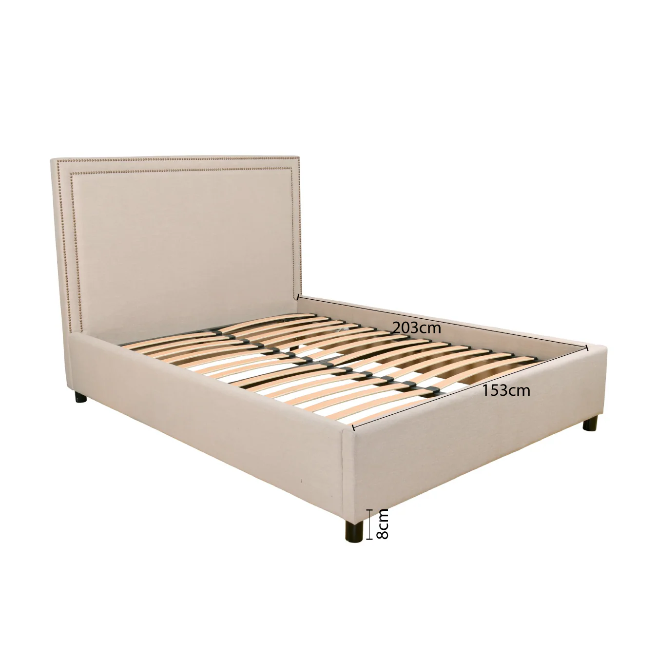 Contemporary Modern Maddy Upholstered Studded Square Queen Bed Frame - Image 7