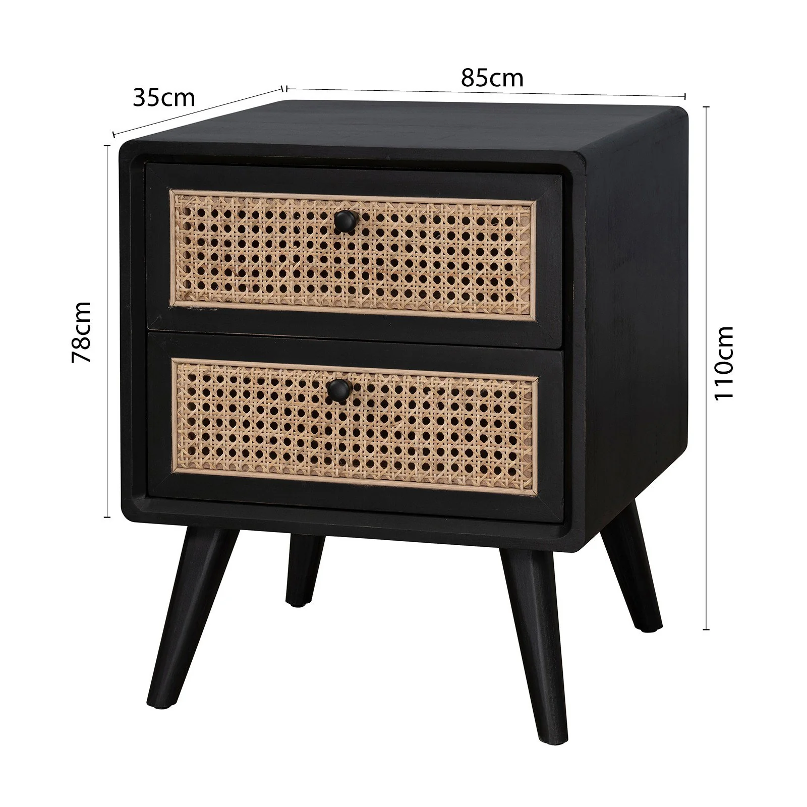 Contemporary Modern Scandinavian Nordic Rattan Bedside Table - Image 12