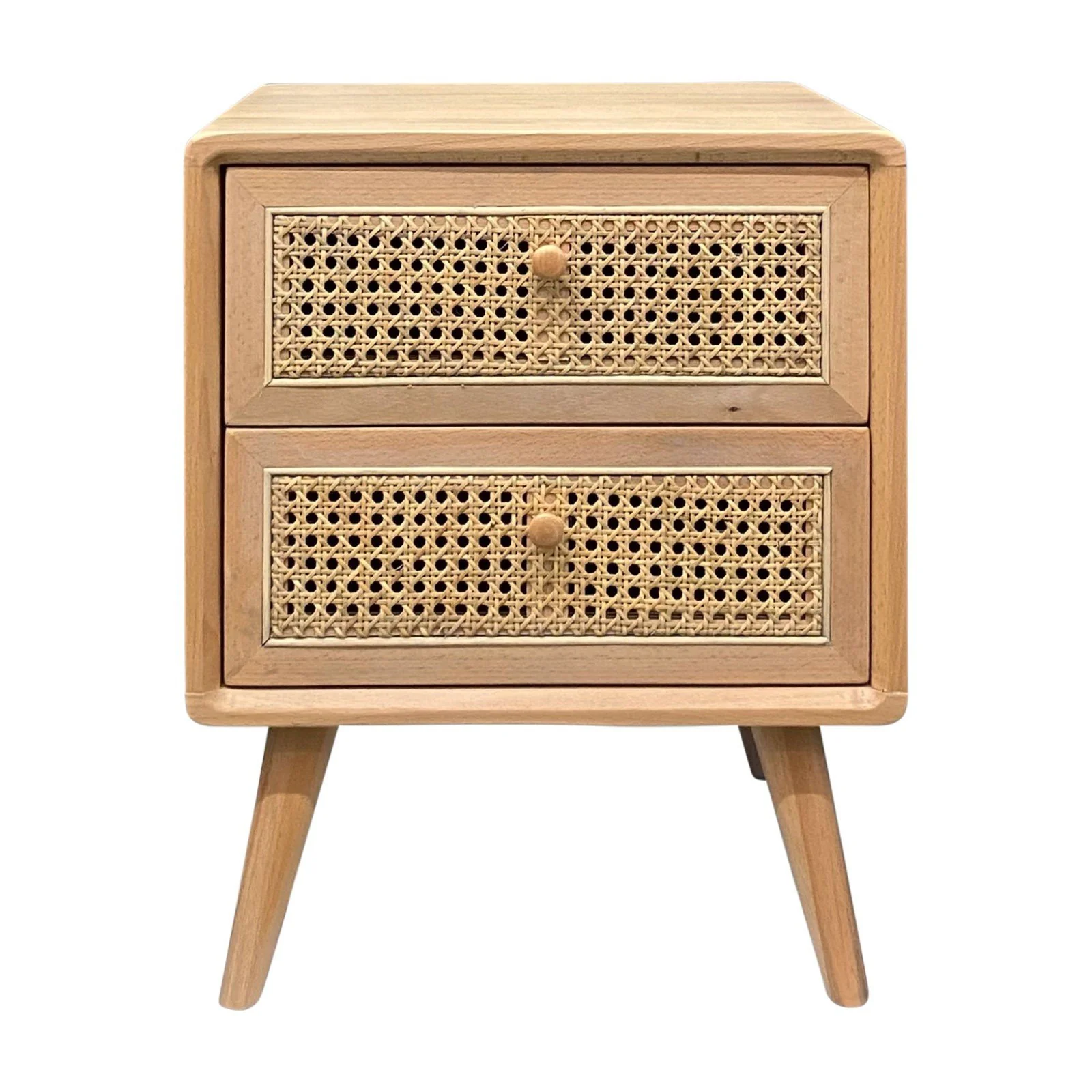 Contemporary Modern Scandinavian Nordic Rattan Bedside Table - Image 14