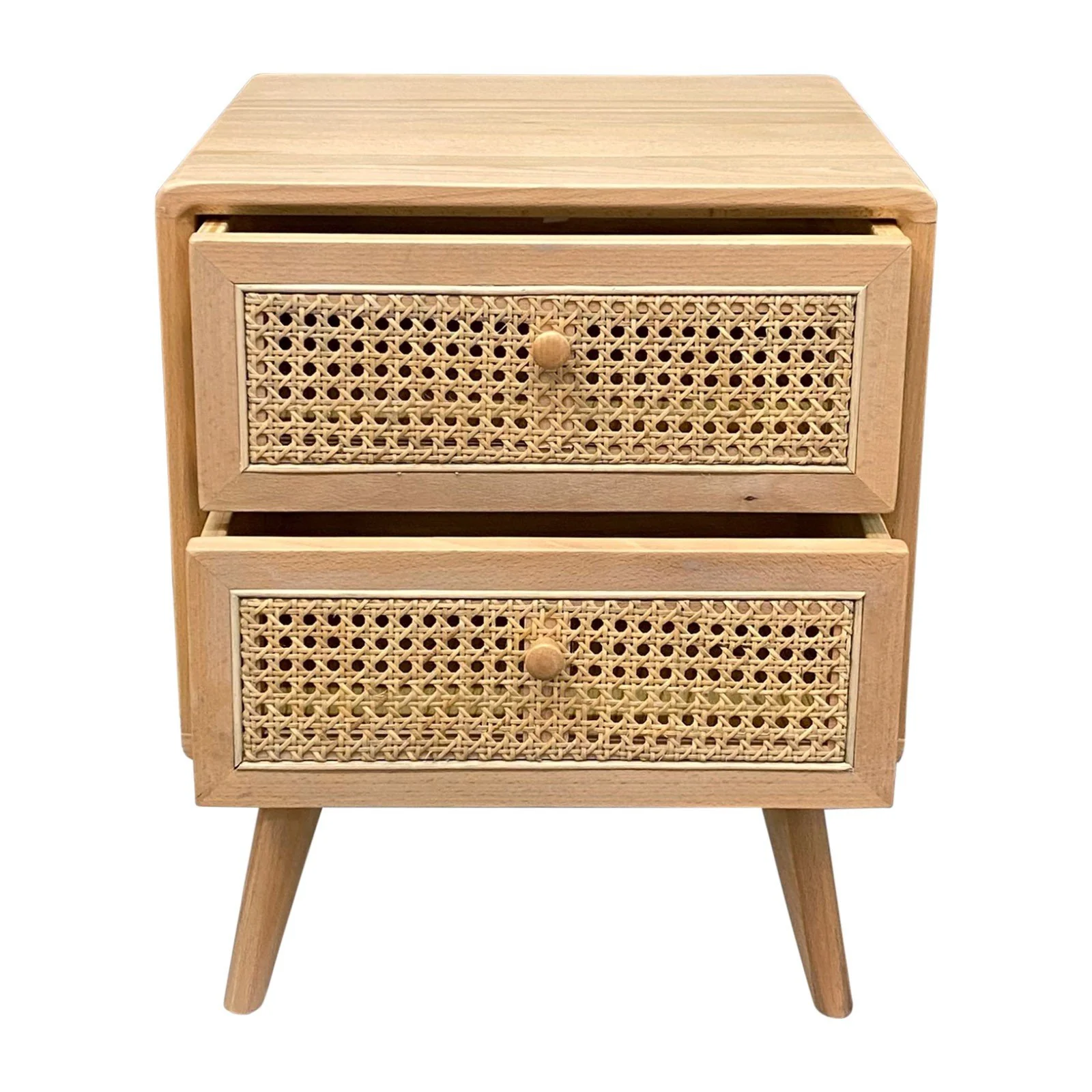 Contemporary Modern Scandinavian Nordic Rattan Bedside Table - Image 16