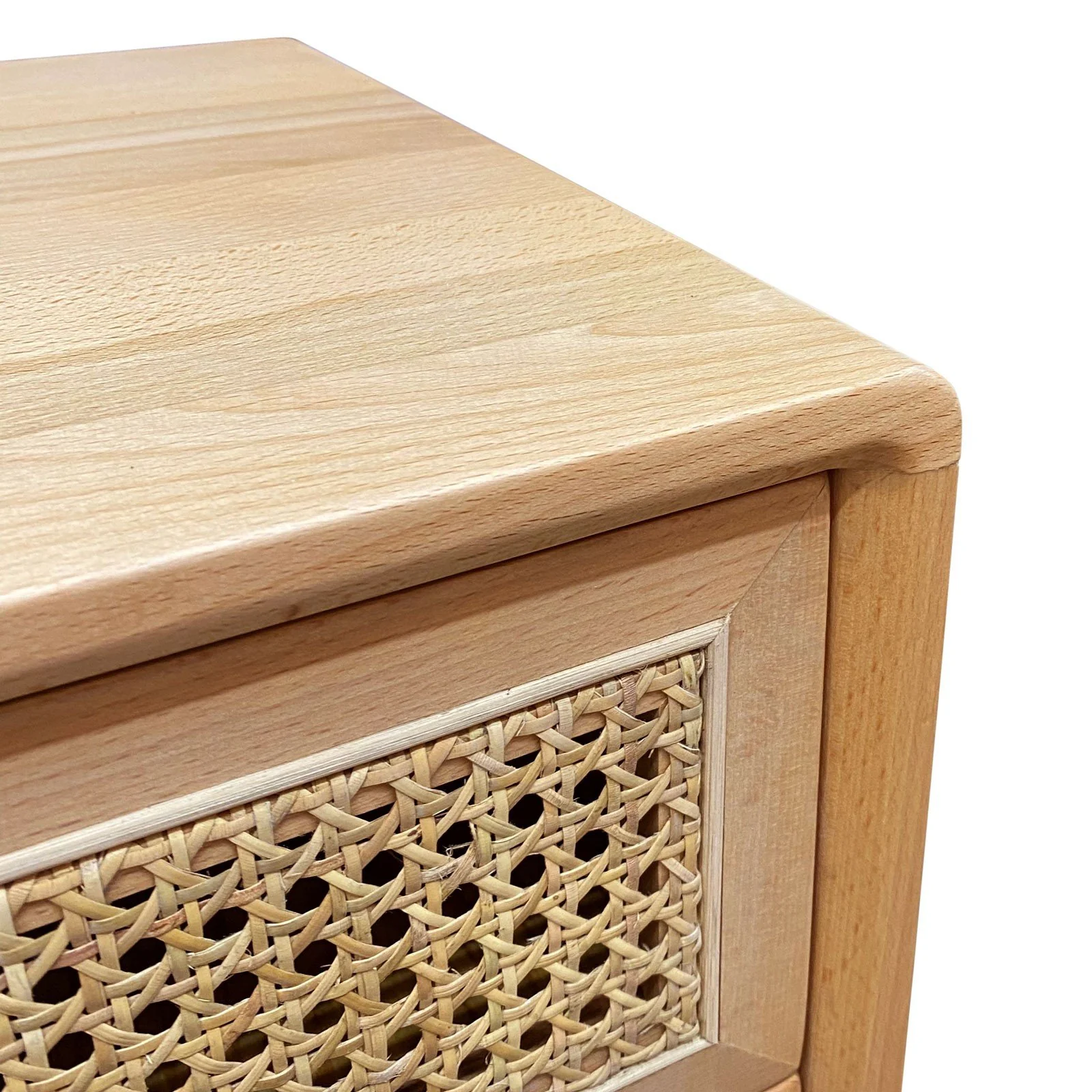 Contemporary Modern Scandinavian Nordic Rattan Bedside Table - Image 19