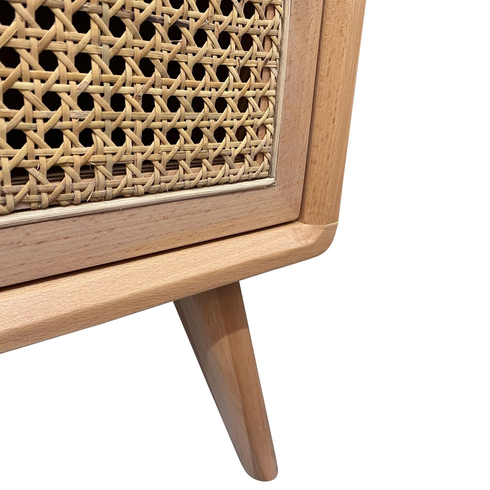 Contemporary Modern Scandinavian Nordic Rattan Bedside Table - Image 22