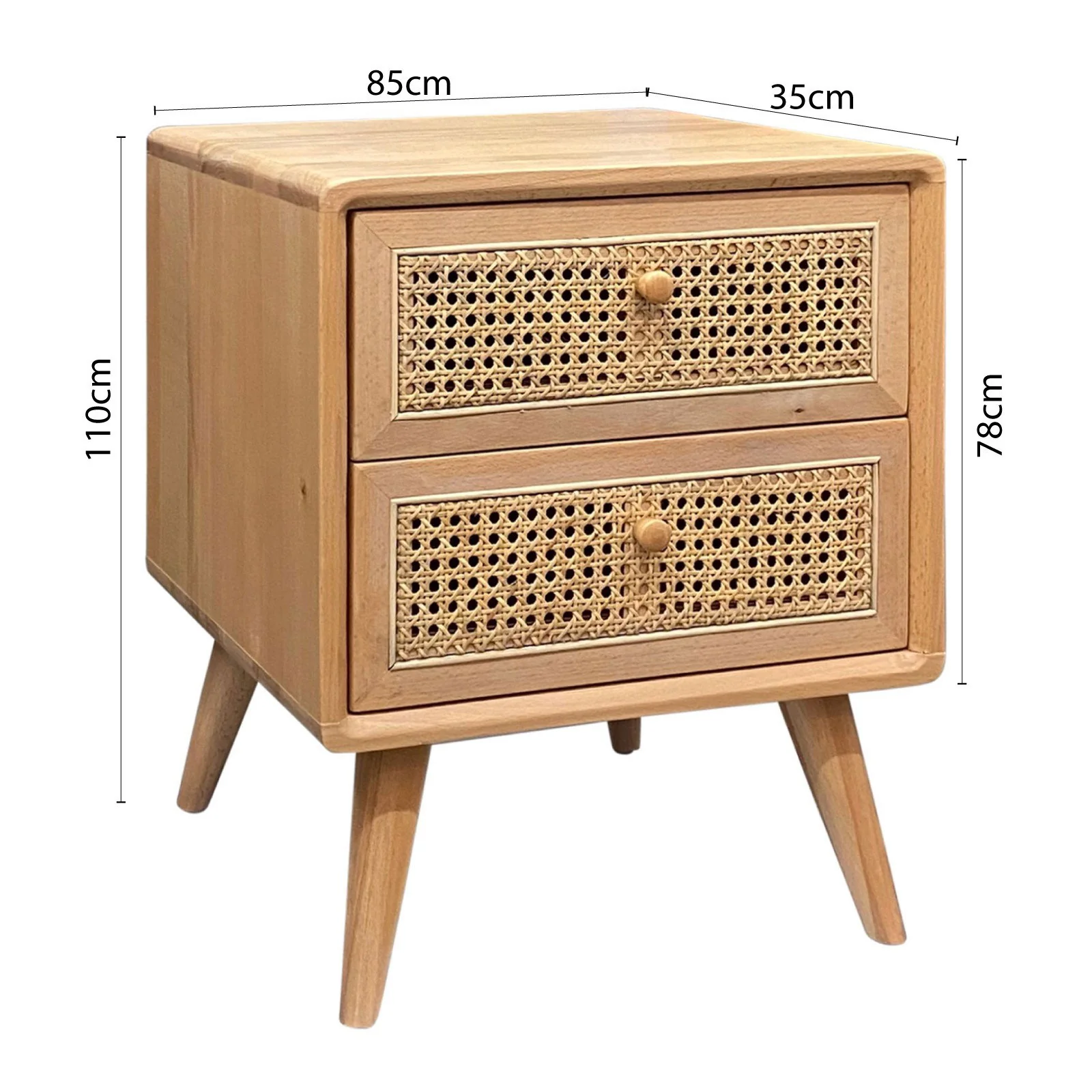 Contemporary Modern Scandinavian Nordic Rattan Bedside Table - Image 25
