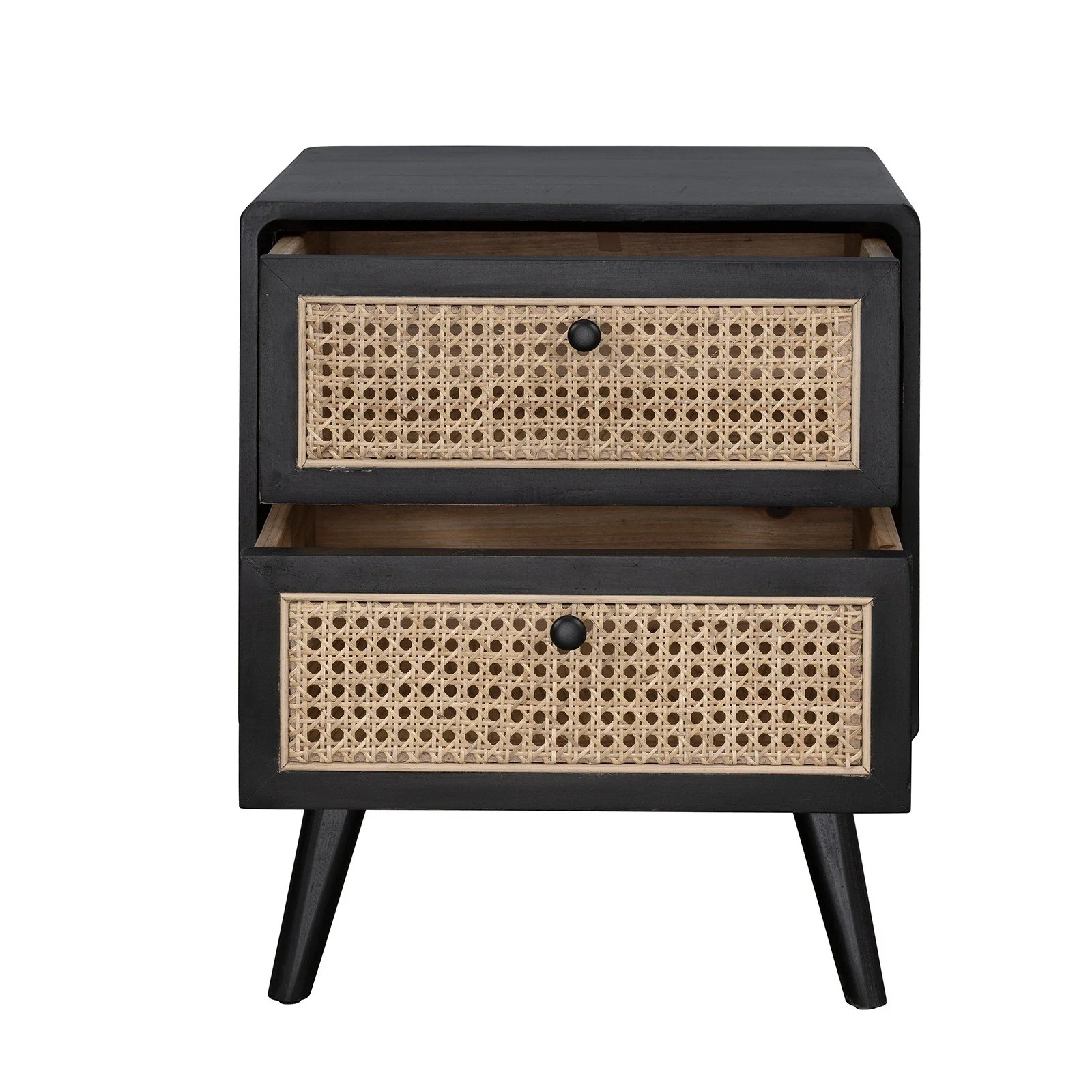 Contemporary Modern Scandinavian Nordic Rattan Bedside Table - Image 4