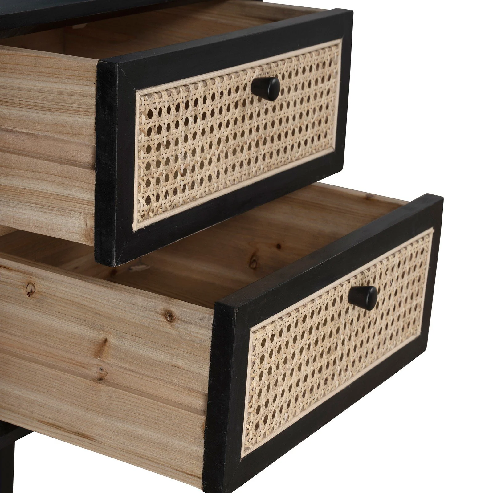 Contemporary Modern Scandinavian Nordic Rattan Bedside Table - Image 6