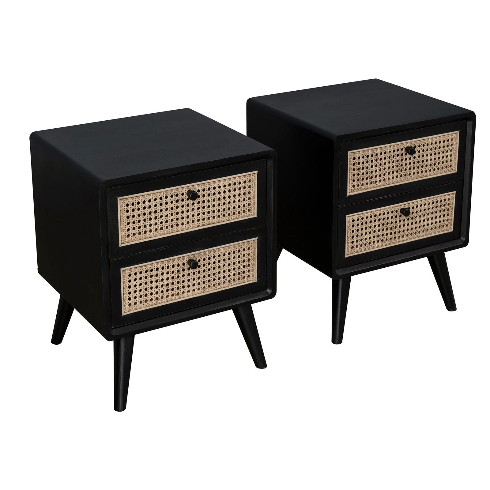 Contemporary Modern Scandinavian Nordic Rattan Bedside Table - Image 9