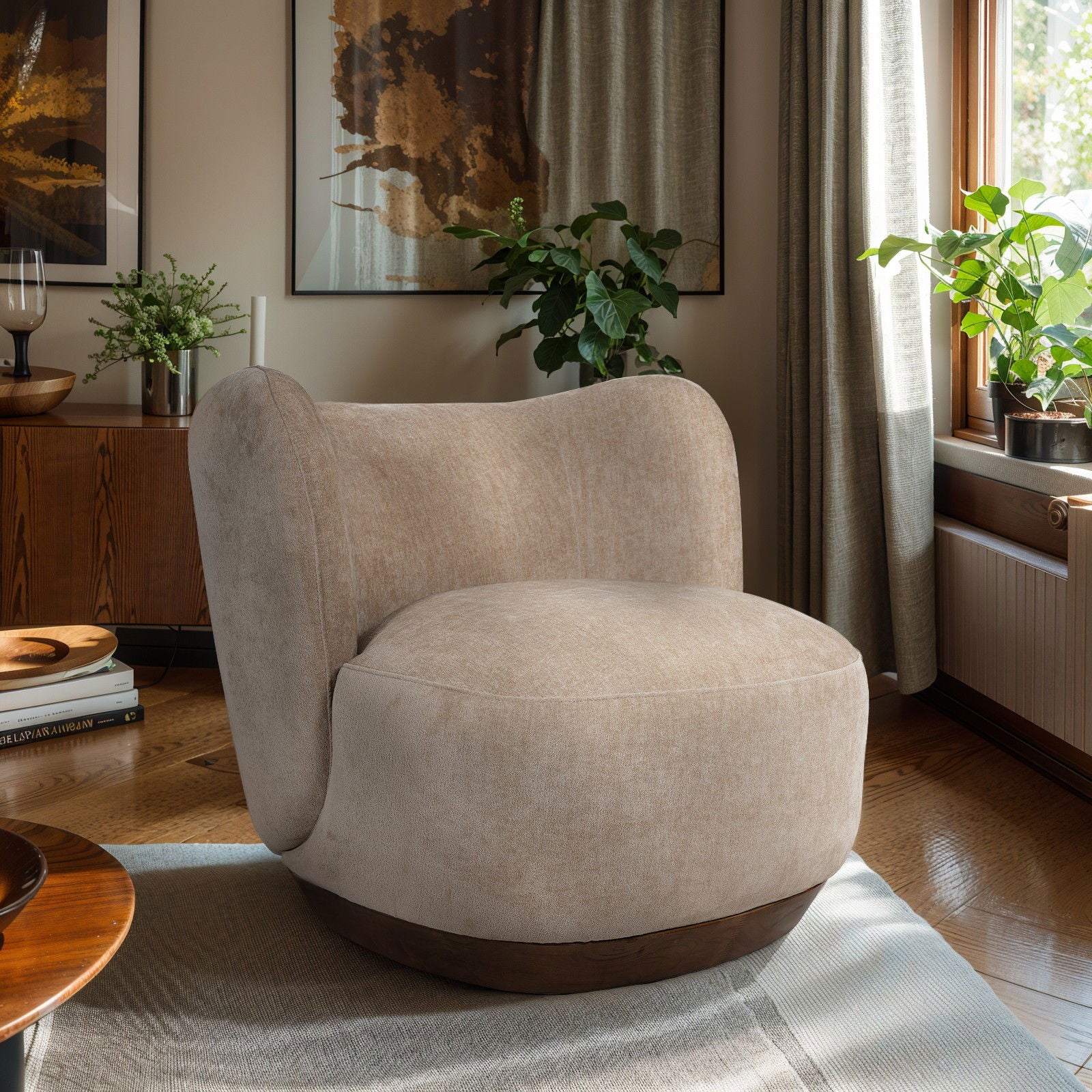 Contemporary Cozy Modern Tulip Blossom Upholstered Accent Chair - Image 14