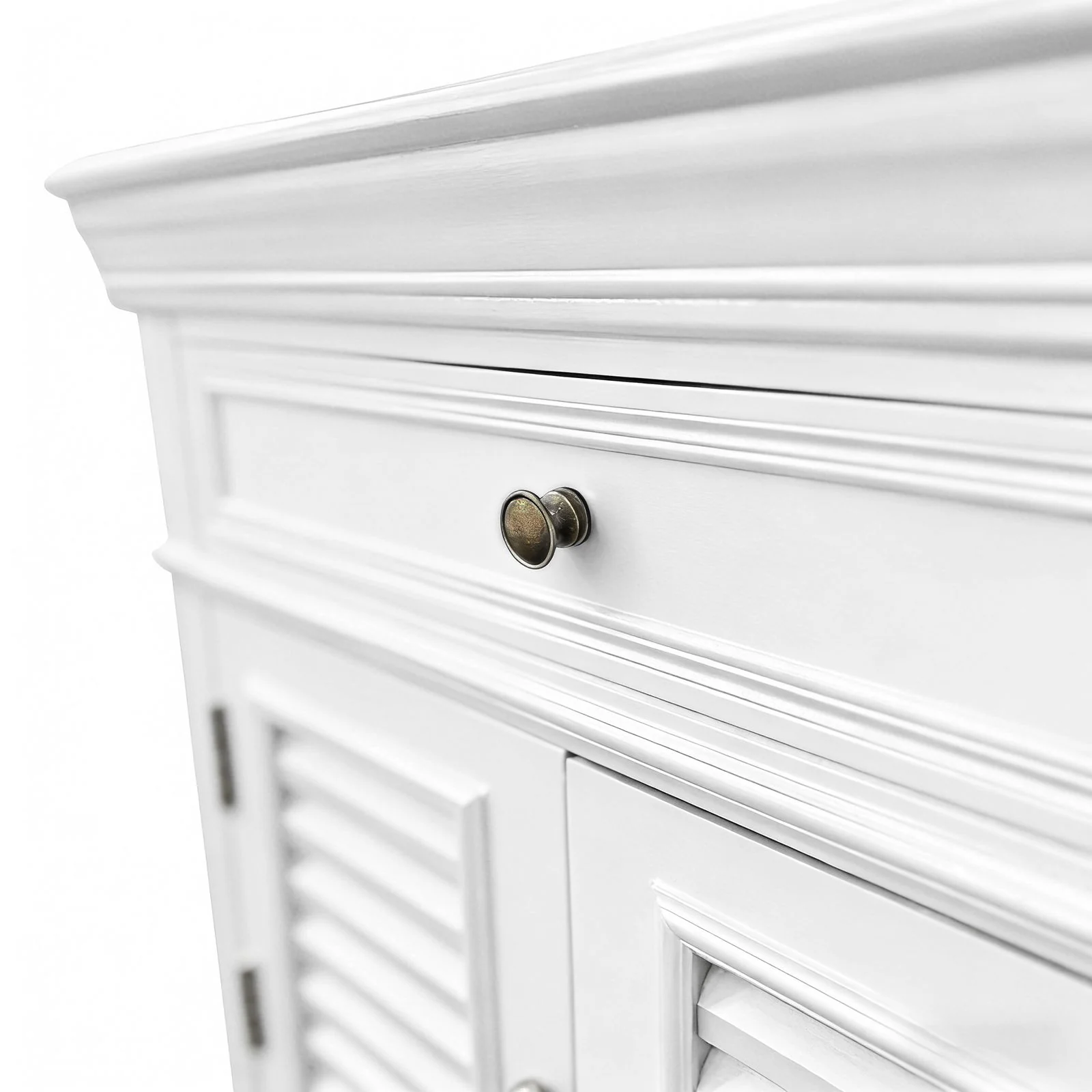 (Factory Second) Hamptons Classic 1 Drawer Bedside Table with Louvered Doors - Image 10