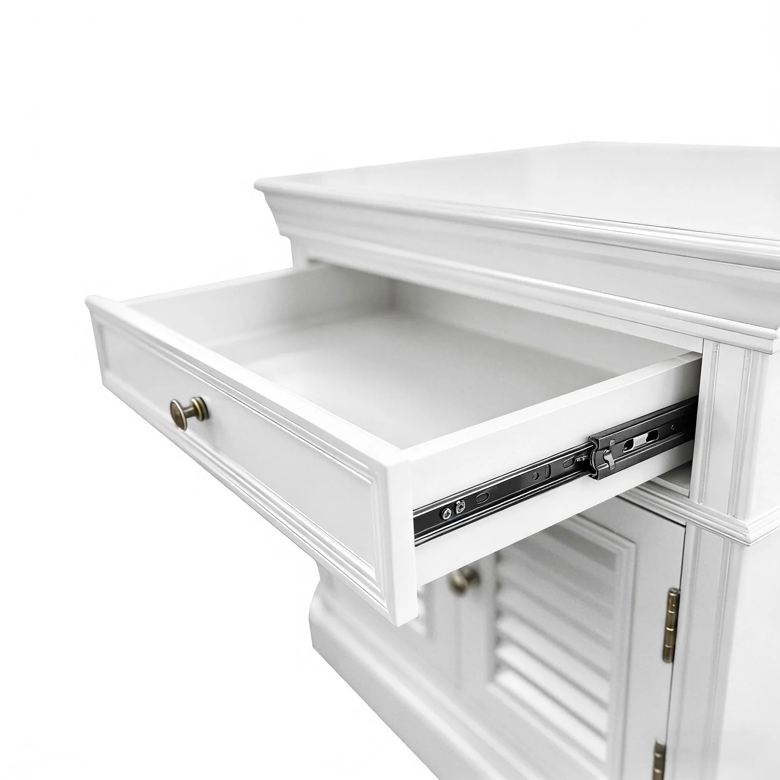 (Factory Second) Hamptons Classic 1 Drawer Bedside Table with Louvered Doors - Image 11