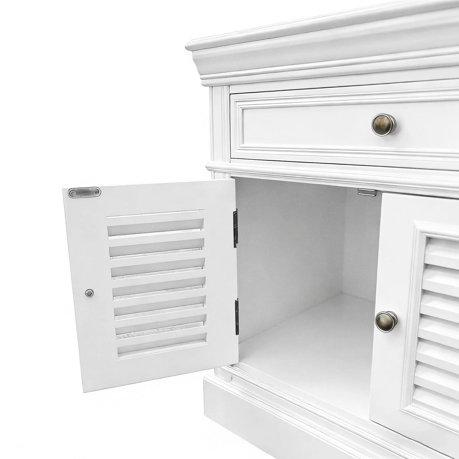 (Factory Second) Hamptons Classic 1 Drawer Bedside Table with Louvered Doors - Image 13