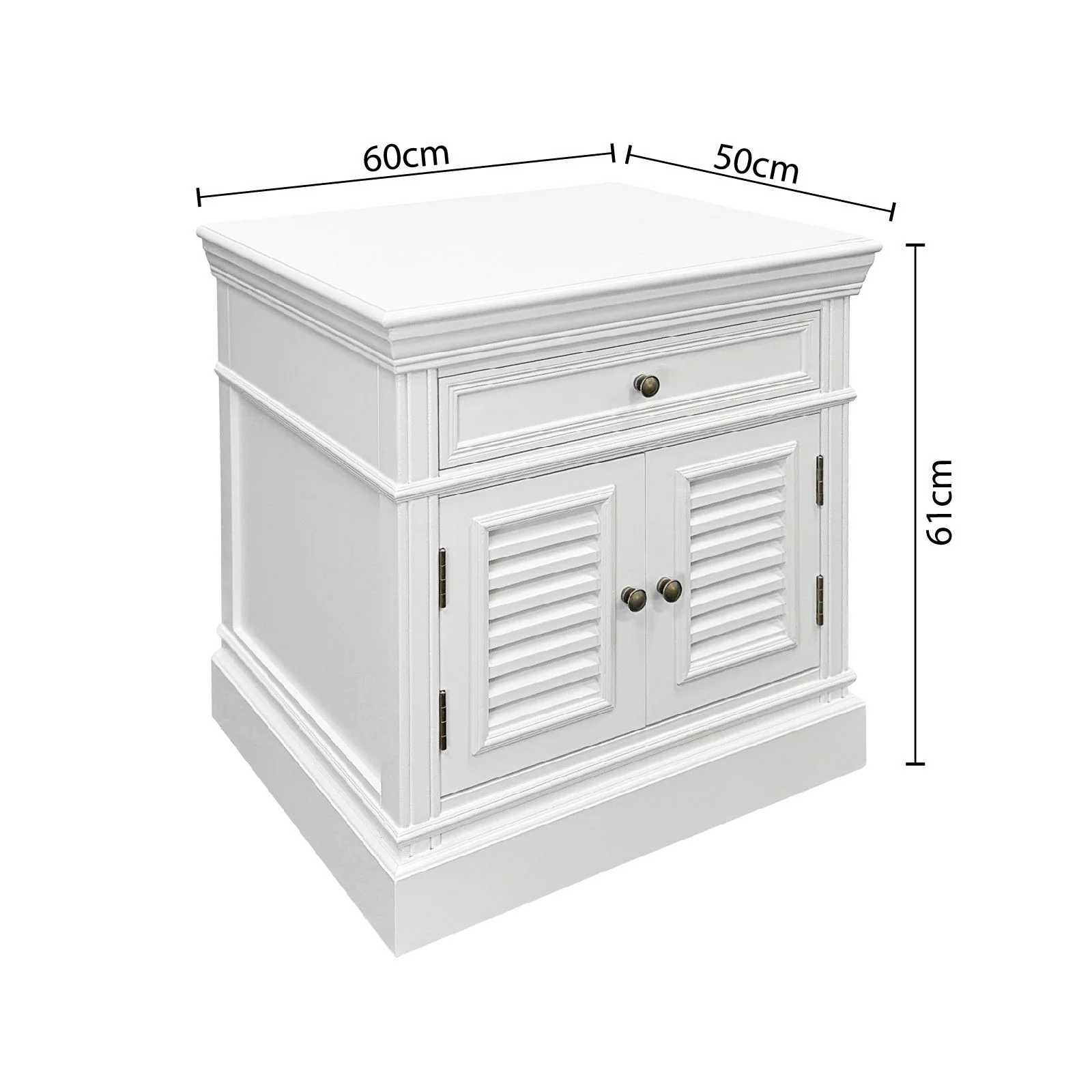 (Factory Second) Hamptons Classic 1 Drawer Bedside Table with Louvered Doors - Image 14