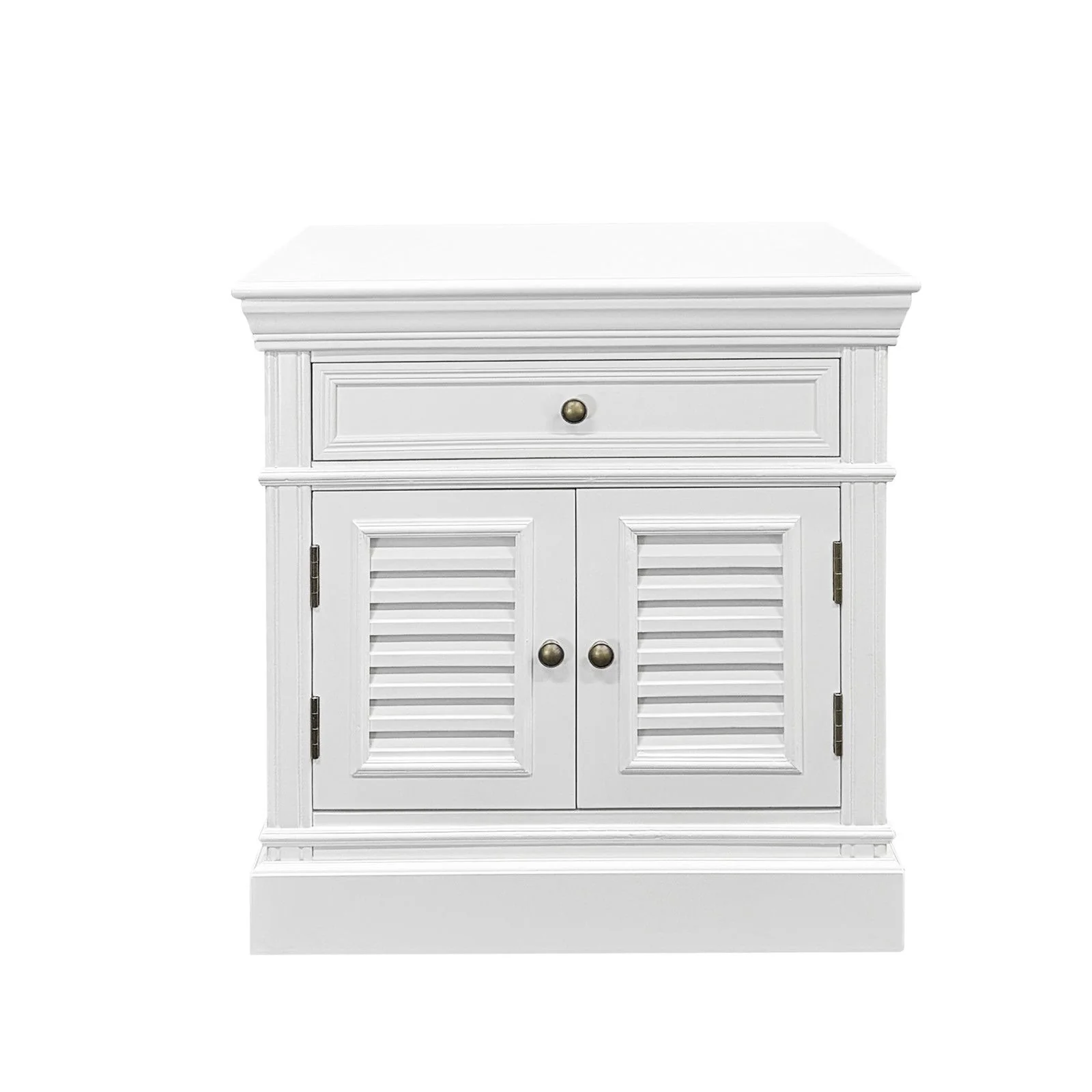 (Factory Second) Hamptons Classic 1 Drawer Bedside Table with Louvered Doors - Image 2