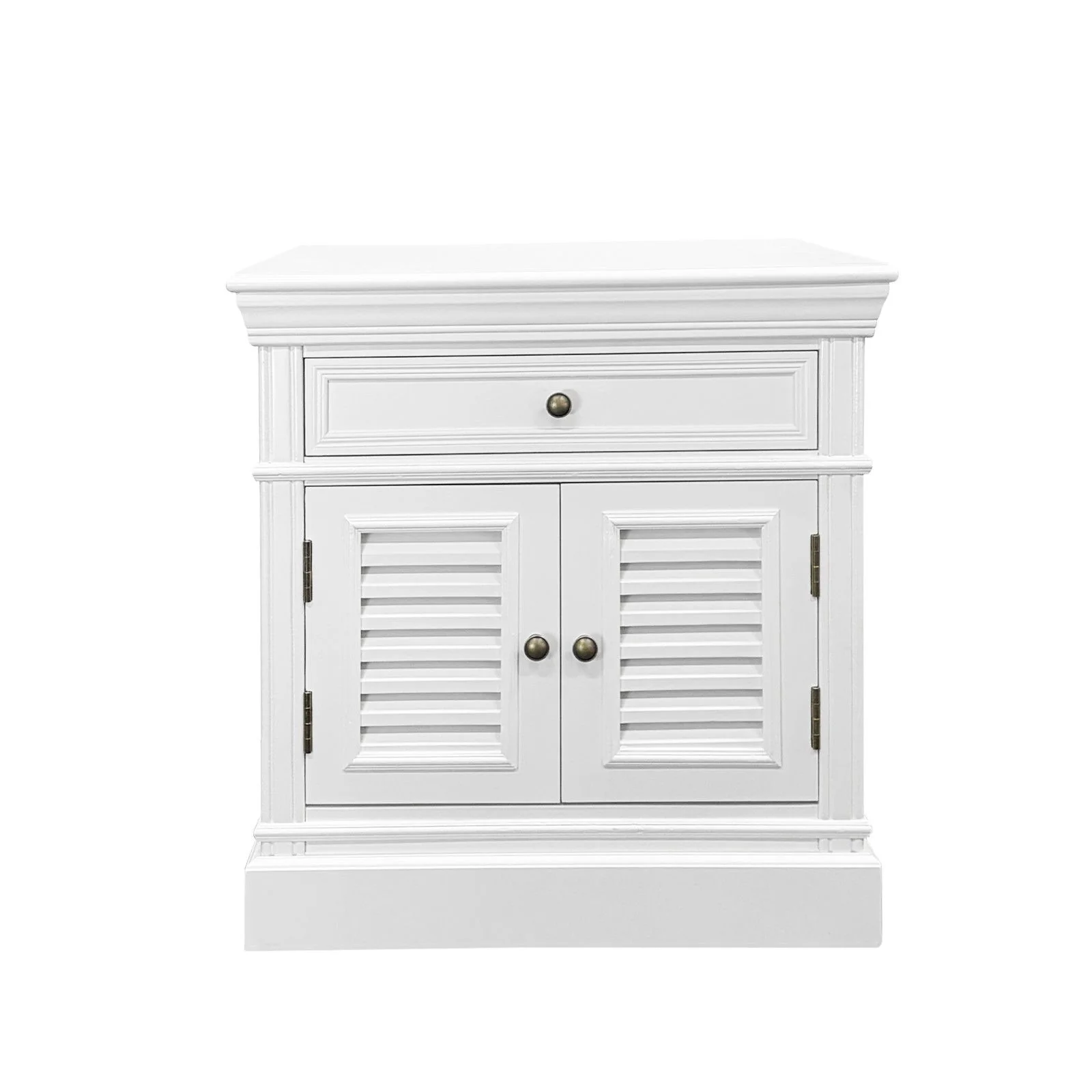 (Factory Second) Hamptons Classic 1 Drawer Bedside Table with Louvered Doors - Image 3
