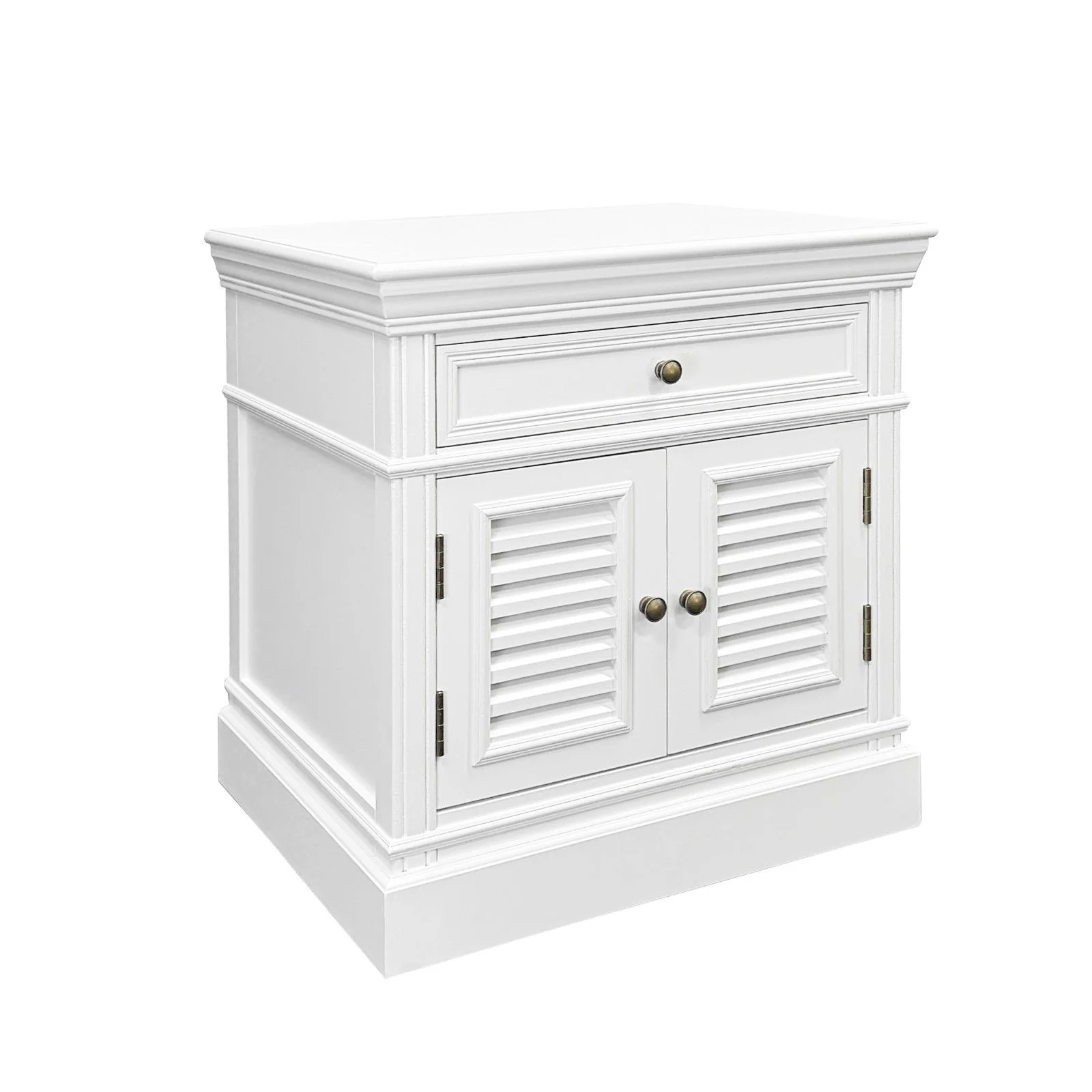 (Factory Second) Hamptons Classic 1 Drawer Bedside Table with Louvered Doors - Image 4