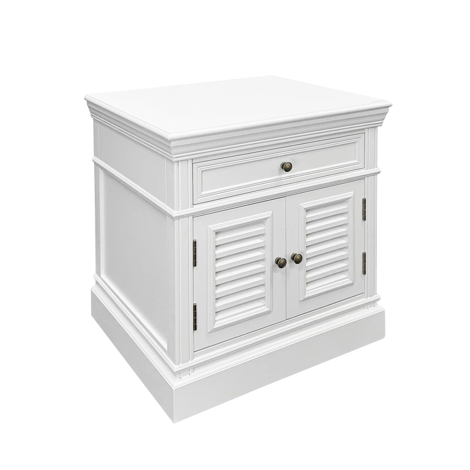 (Factory Second) Hamptons Classic 1 Drawer Bedside Table with Louvered Doors - Image 5
