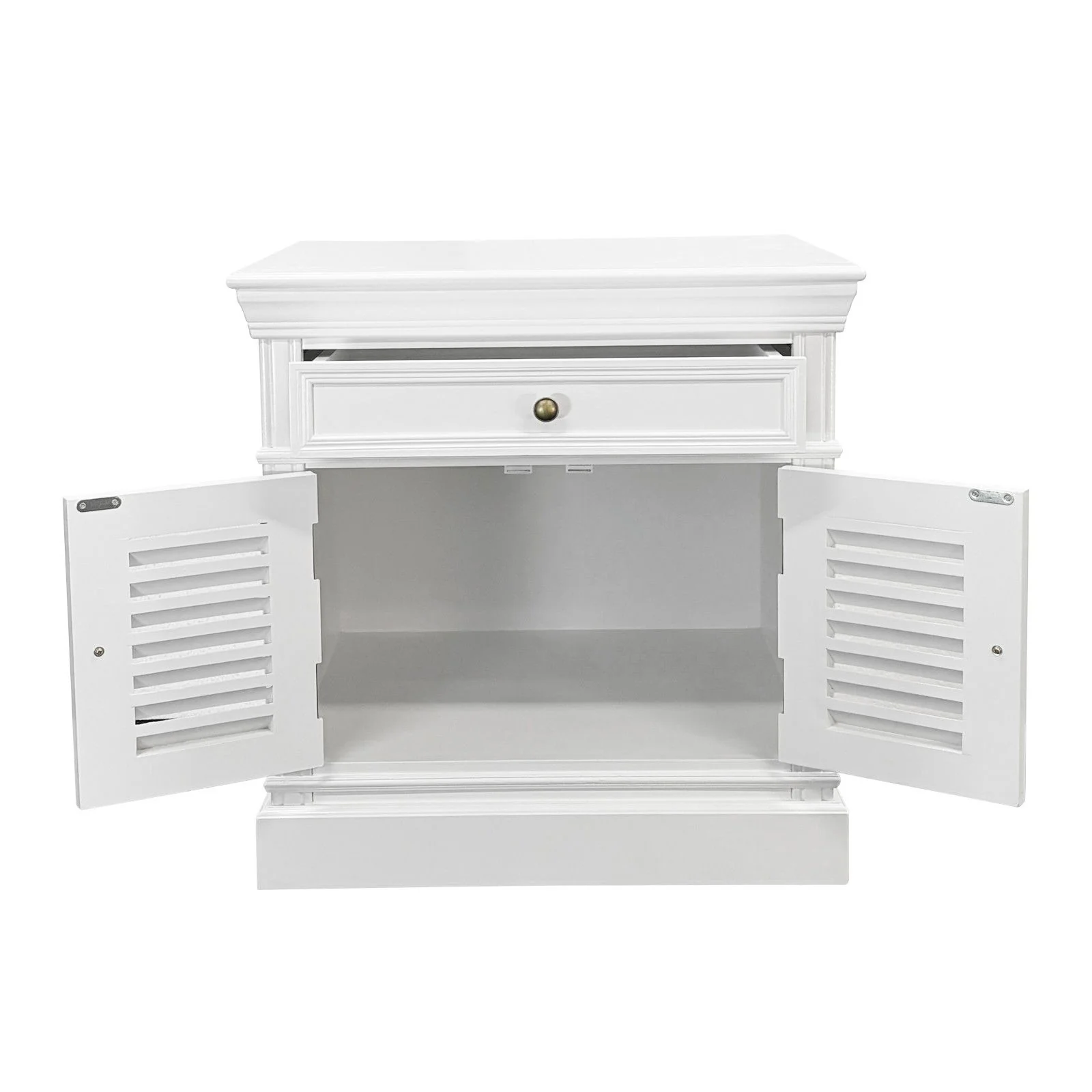 (Factory Second) Hamptons Classic 1 Drawer Bedside Table with Louvered Doors - Image 7