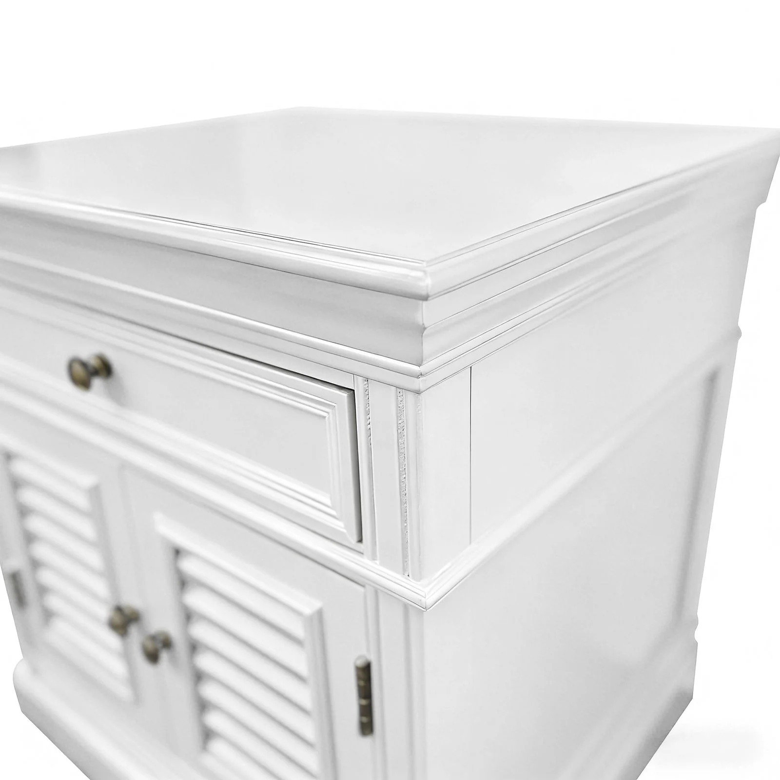 (Factory Second) Hamptons Classic 1 Drawer Bedside Table with Louvered Doors - Image 8