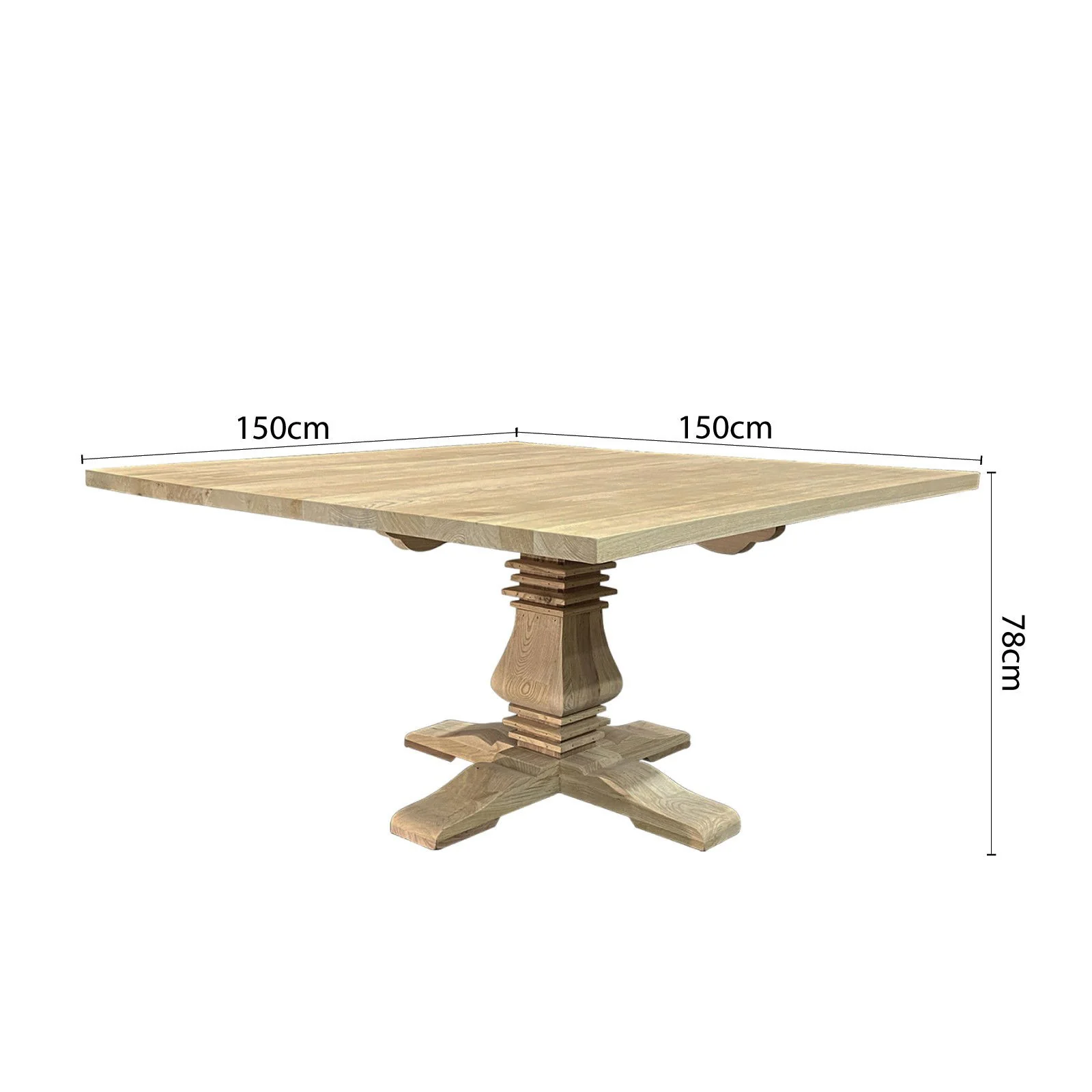 French Provincial Chateau Pedestal Square Dining Table - Image 17