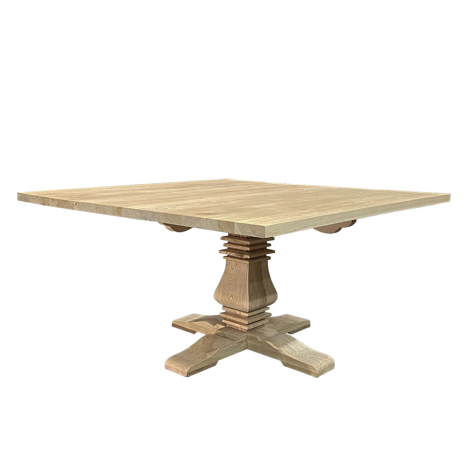 French Provincial Chateau Pedestal Square Dining Table - Image 6