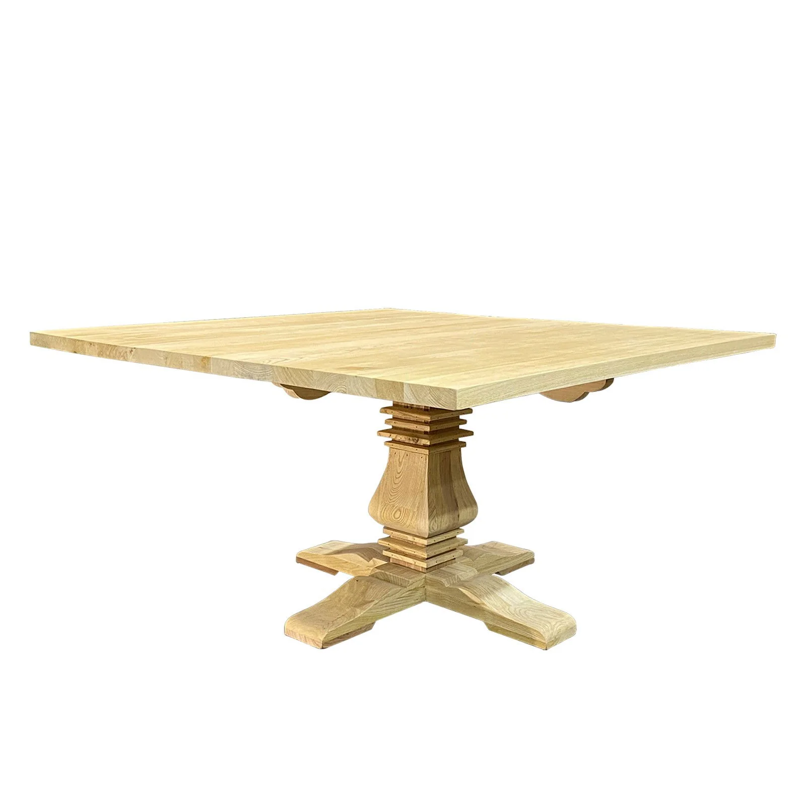 French Provincial Chateau Pedestal Square Dining Table - Image 7