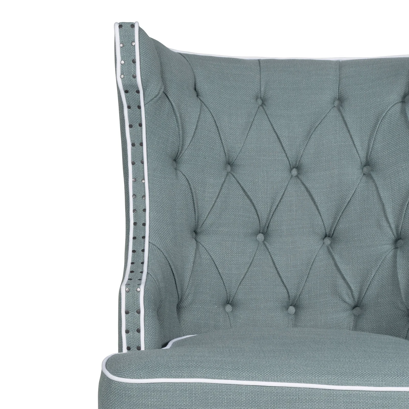 French Provincial Chesterfield Oxford Upholstered Wingback Lounge Armchair Sofa - Image 3