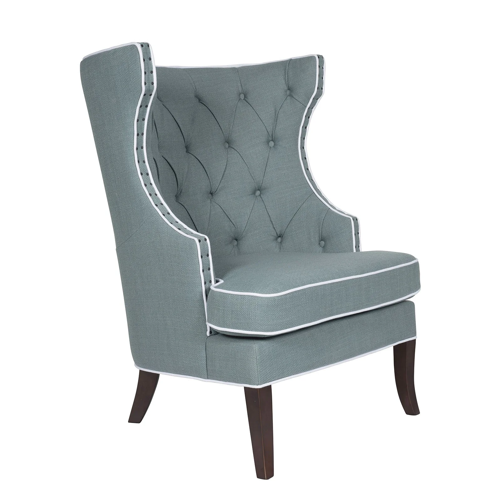 French Provincial Chesterfield Oxford Upholstered Wingback Lounge Armchair Sofa - Image 4