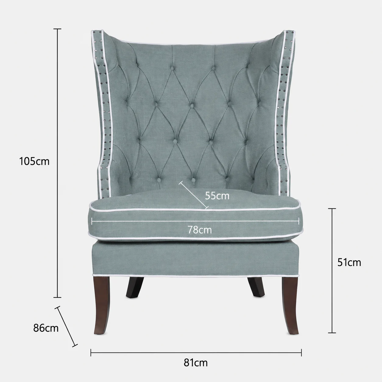 French Provincial Chesterfield Oxford Upholstered Wingback Lounge Armchair Sofa - Image 7