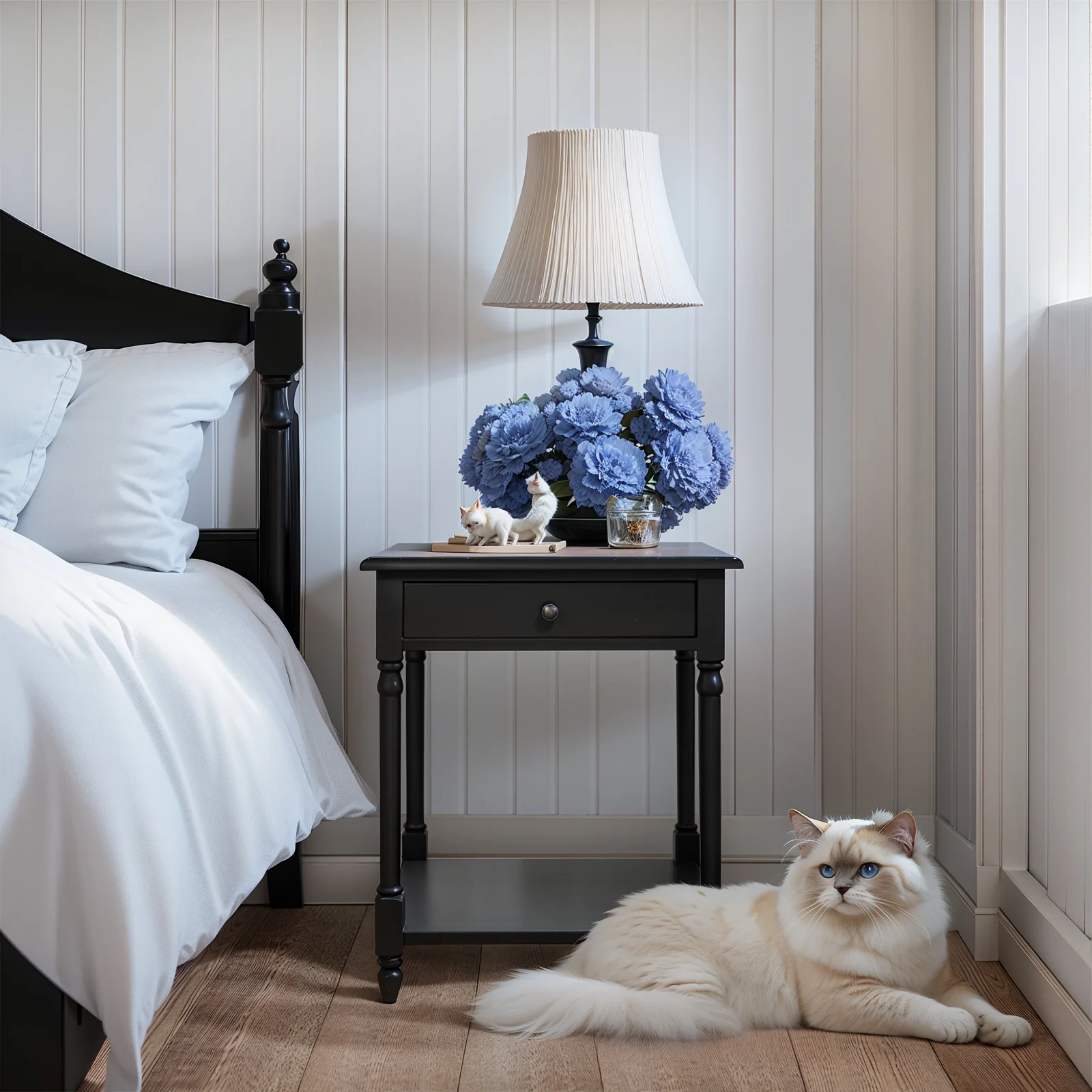 French Provincial Classic Bedside Lamp Table with One Drawer - Image 12